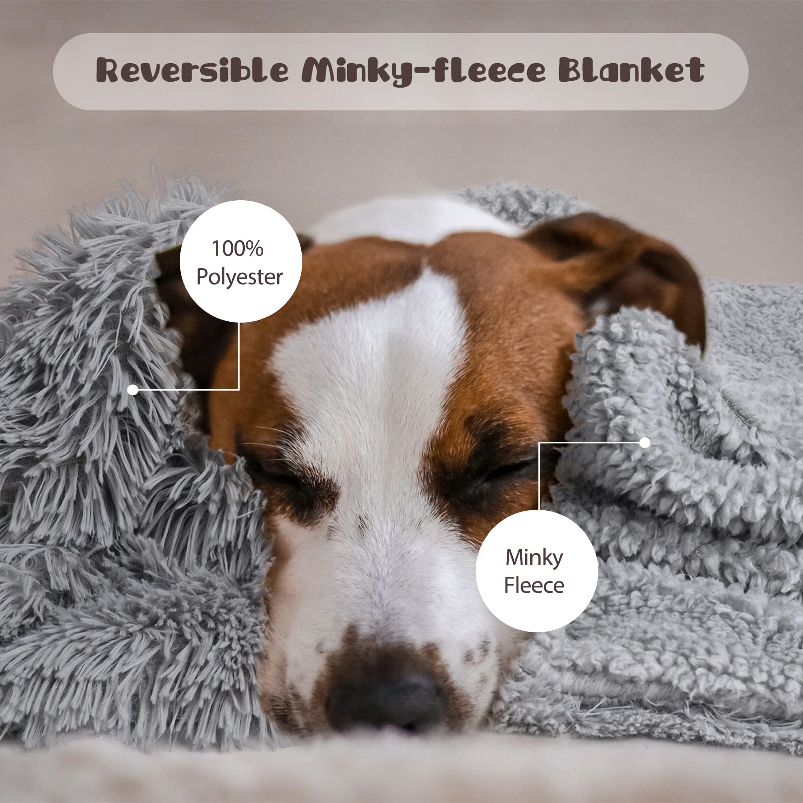 BENRON Reversible Fleece Dog Blanket 30x40 Inches - Soft Washable Pet Blanket for Medium Dogs, Cozy Fluffy Throw for Couch, Bed & Crate - Perfect for Snuggling, Travel & Winter Warmth (Grey)