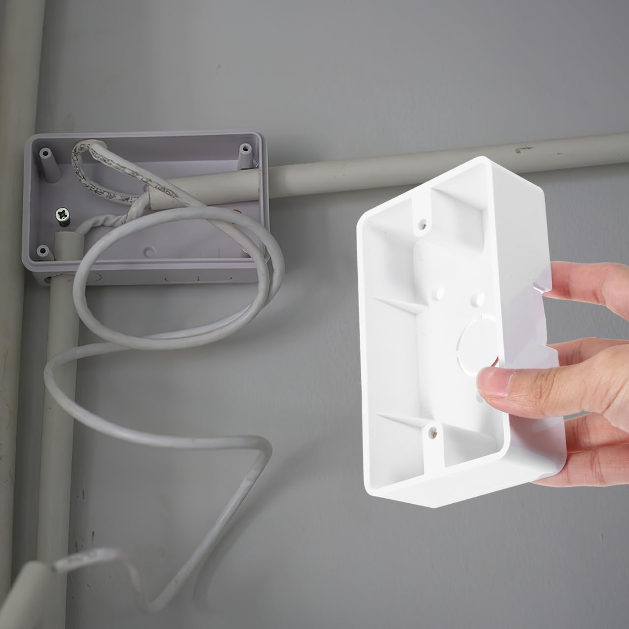 Baluue 5-Pack Single Gang Surface Mount Electrical Box - ABS Outlet Junction Box Extender for Home & Office Wiring - Perfect for DIY Electrical Projects & Wall Outlet Installations