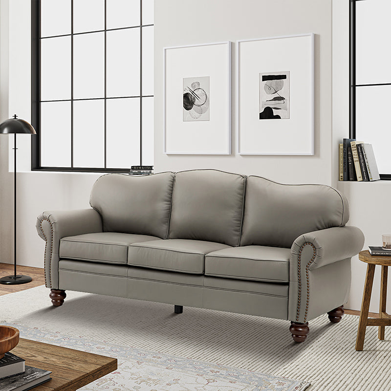 Flavio 81 Genuine Leather Sofa - Premium Full Grain Leather Couch for Living Room, Lounge & Office - Comfortable Modern Sectional Sofa with Sturdy Wood Frame