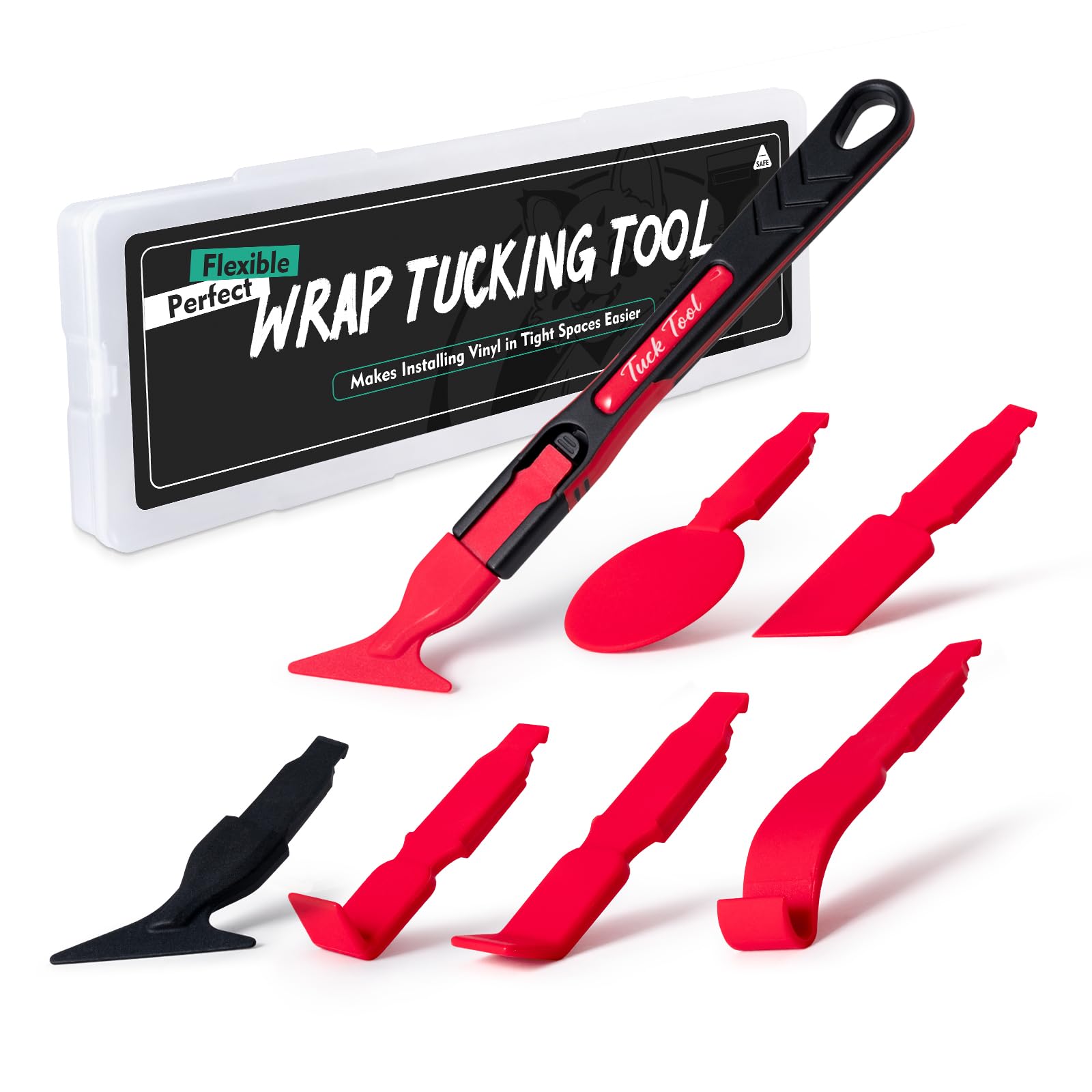 FOSHIO 7-in-1 Vinyl Wrap Tool Kit - Professional Car Wrapping Tools with Flexible Micro Squeegee for Tight Seams & Edge Wrapping | Multi-Hardness Tuck Tools for Auto, Boat & Motorcycle Vinyl Installation
