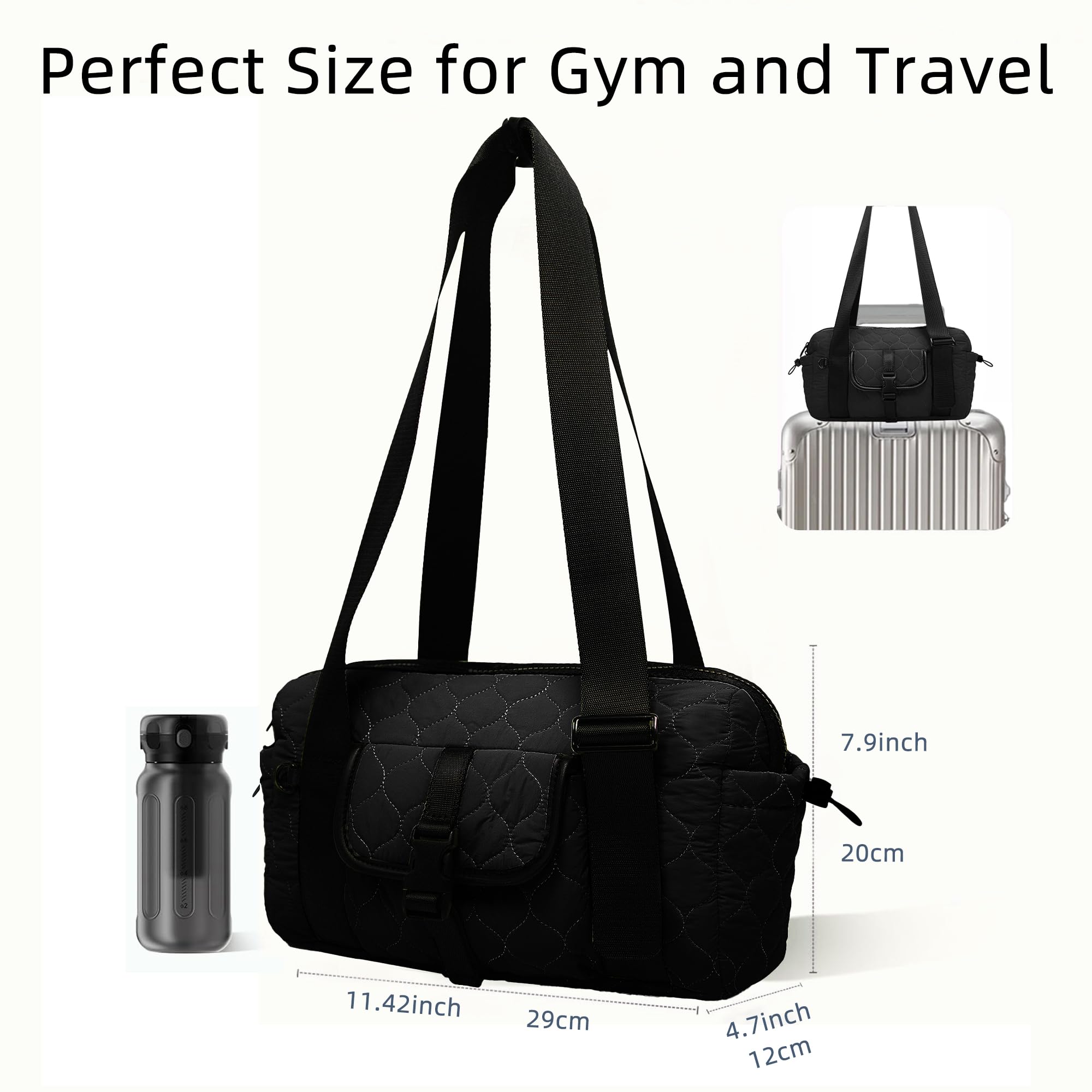 Waterproof Mini Gym Bag for Women - Lightweight Travel Duffle & Workout Tote Bag with Wet Compartment - Small Sports Bag for Girls (Black) | Perfect for Yoga, Gym, Swimming & Weekend Getaways