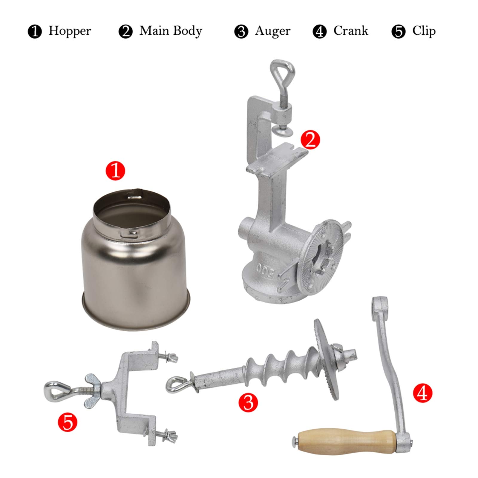 Premium Manual Grain Mill Grinder - Cast Iron & Stainless Steel Hand Crank Coffee Grinder with Wooden Handle for Oats, Corn, Wheat, Nuts & Spices - Perfect for Home Kitchen, Camping & Emergency Food Prep