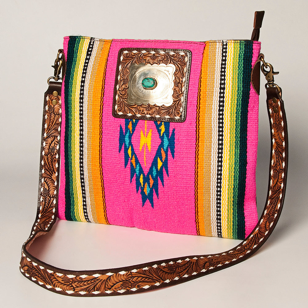 American Darling ADBGA271C Genuine Leather Western Crossbody Bag - Hand Tooled Saddle Blanket Design Women's Purse for Cowgirl Style & Everyday Use