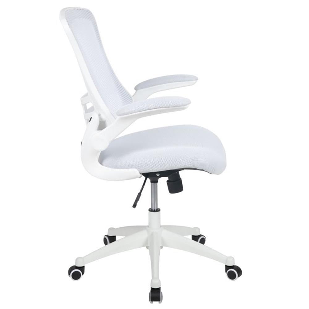UrbanPro Contemporary Mid Back Mesh Office Swivel Chair - Ergonomic Desk Chair with Lumbar Support, Adjustable Height & Tilt, White - Perfect for Home Office, Gaming & Workspace