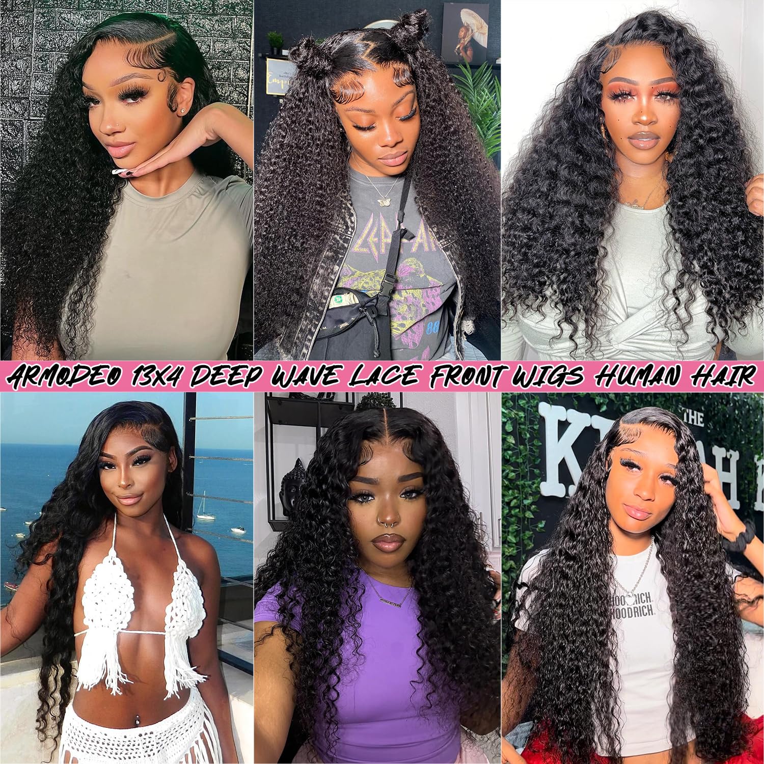 250 Density HD Lace Front Wigs 100% Human Hair 30 Inch Deep Wave Lace Front Wigs - Pre Plucked Curly Wet & Wavy Frontal Wigs for Women | Natural Look for Daily Wear, Parties & Special Occasions