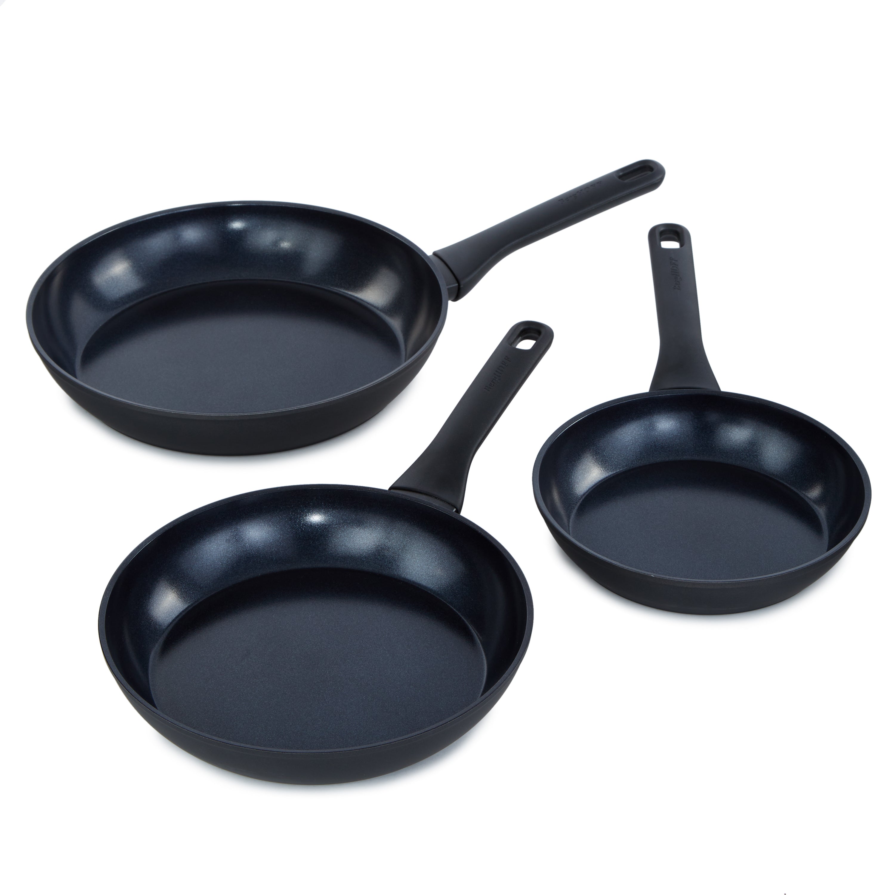 BergHOFF DiNA Helix 3-Piece Nonstick Ceramic Frying Pan Set - PFOA-Free Cookware for Healthy Cooking, Perfect for Sautéing, Frying & Omelets