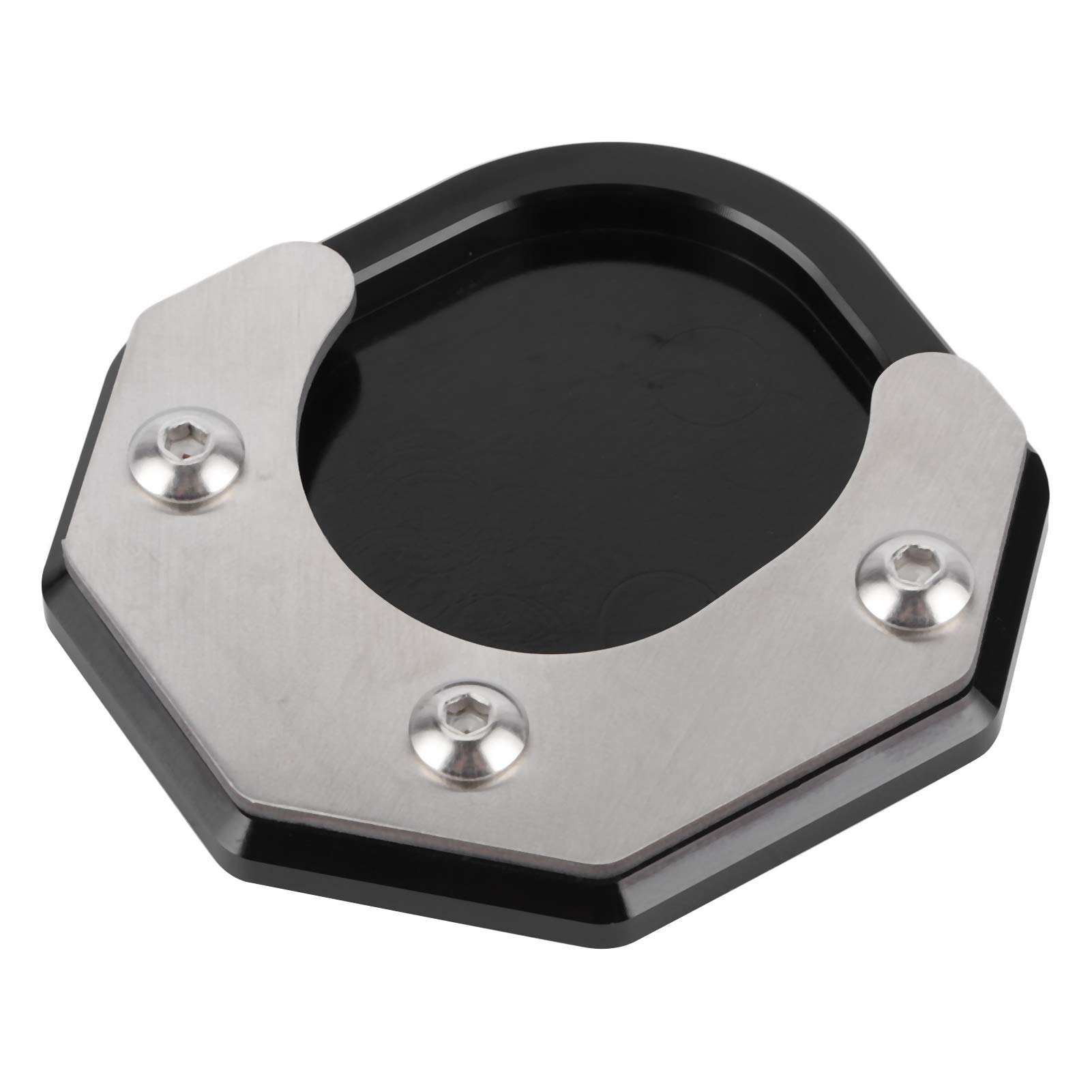 Motorcycle Side Stand Foot Pad Plate - Black & Silver Kickstand Extension Pad Replacement for Tricker 2004-2018 - Enhances Stability on Soft Ground & Parking Safety