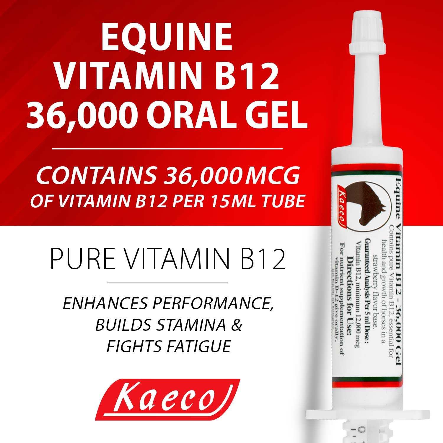 Equine Vitamin B12 Gel for Horses - 15 mL (3 Dose) Tube - Supports Energy & Performance for Show & Race Horses