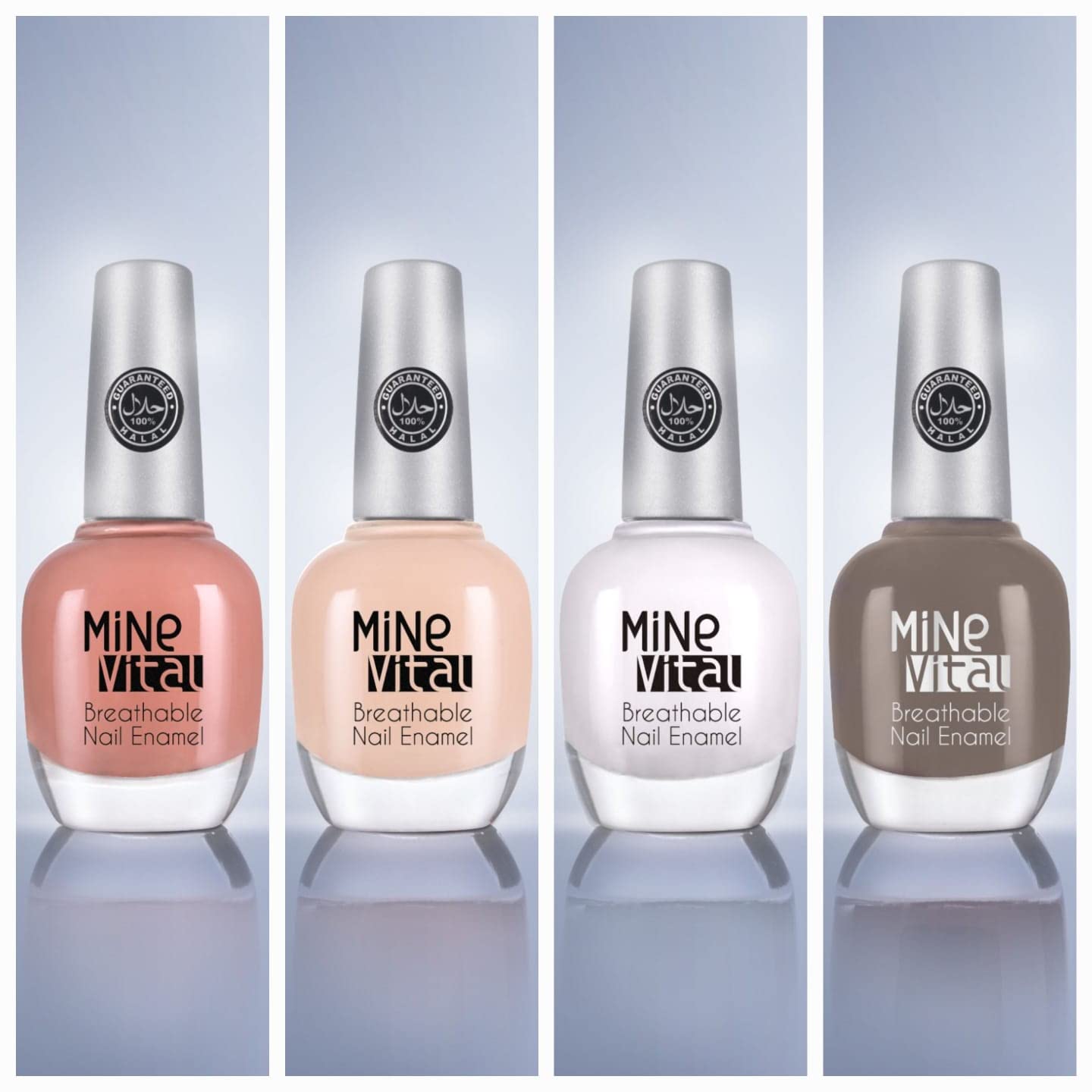 Halal Certified Nude Nail Polish Set of 4 - Sandy, Smoke, Pudriel & Pearly Shades | Breathable & Non-Toxic | Perfect for Muslim Women, Daily Wear & Special Occasions