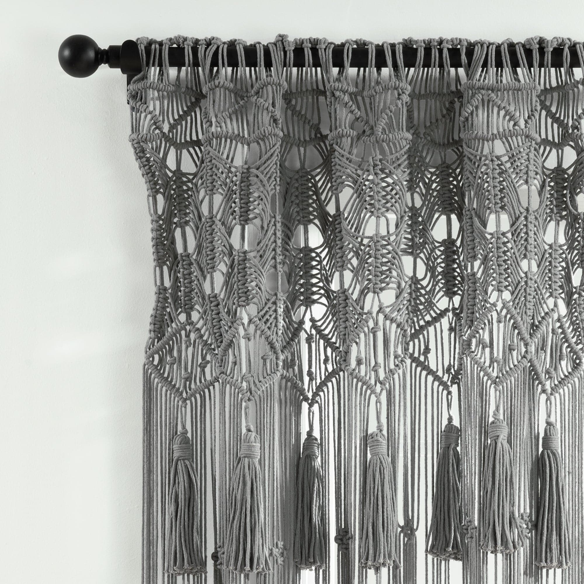 Boho Macrame Tassel Cotton Window Curtains for Living Room, Bedroom - Handmade Bohemian Sheer Drapes with Tassel Trim - Perfect for Home Decor, Nursery & Cozy Spaces