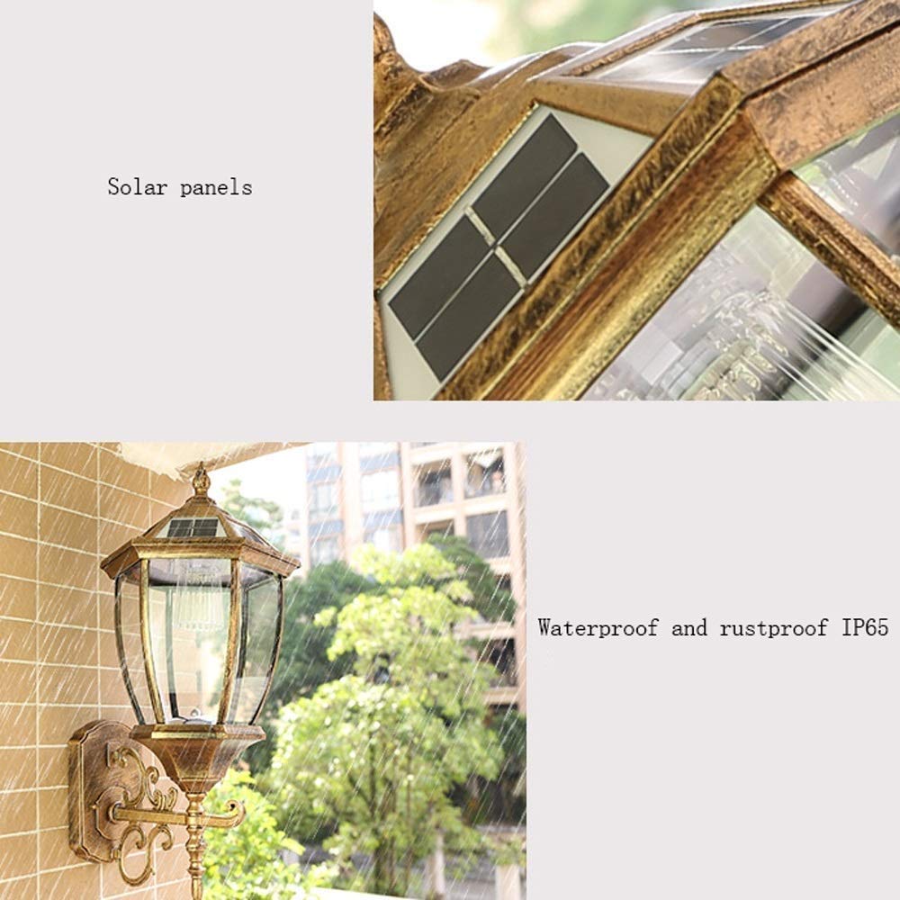 Waterproof Solar Wall Light - Outdoor Anti-Rust Metal Sconce with LED for Balcony, Garden, Patio | European Retro Style Villa & Loft Decoration | Energy Saving Reading Lamp for Nighttime Use