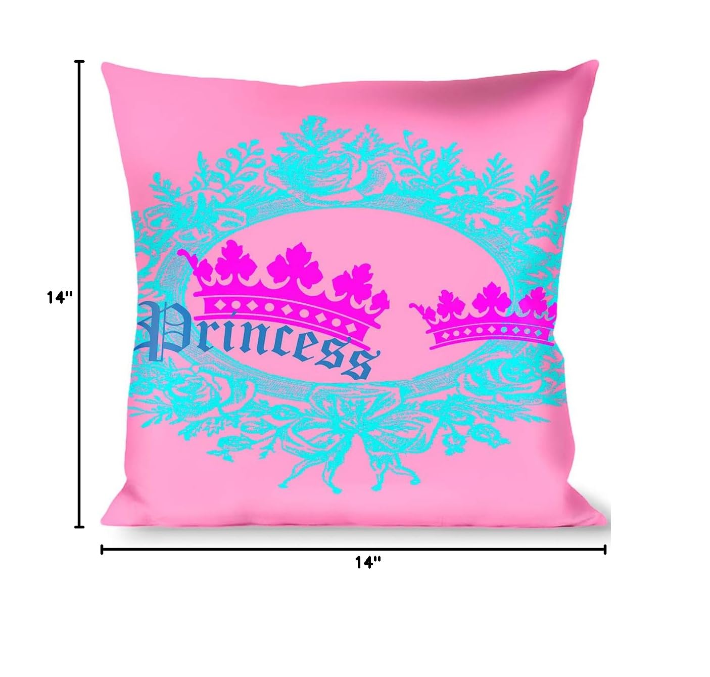 Princess Crown Decorative Pillow - Pink & Turquoise for Bedroom Decor