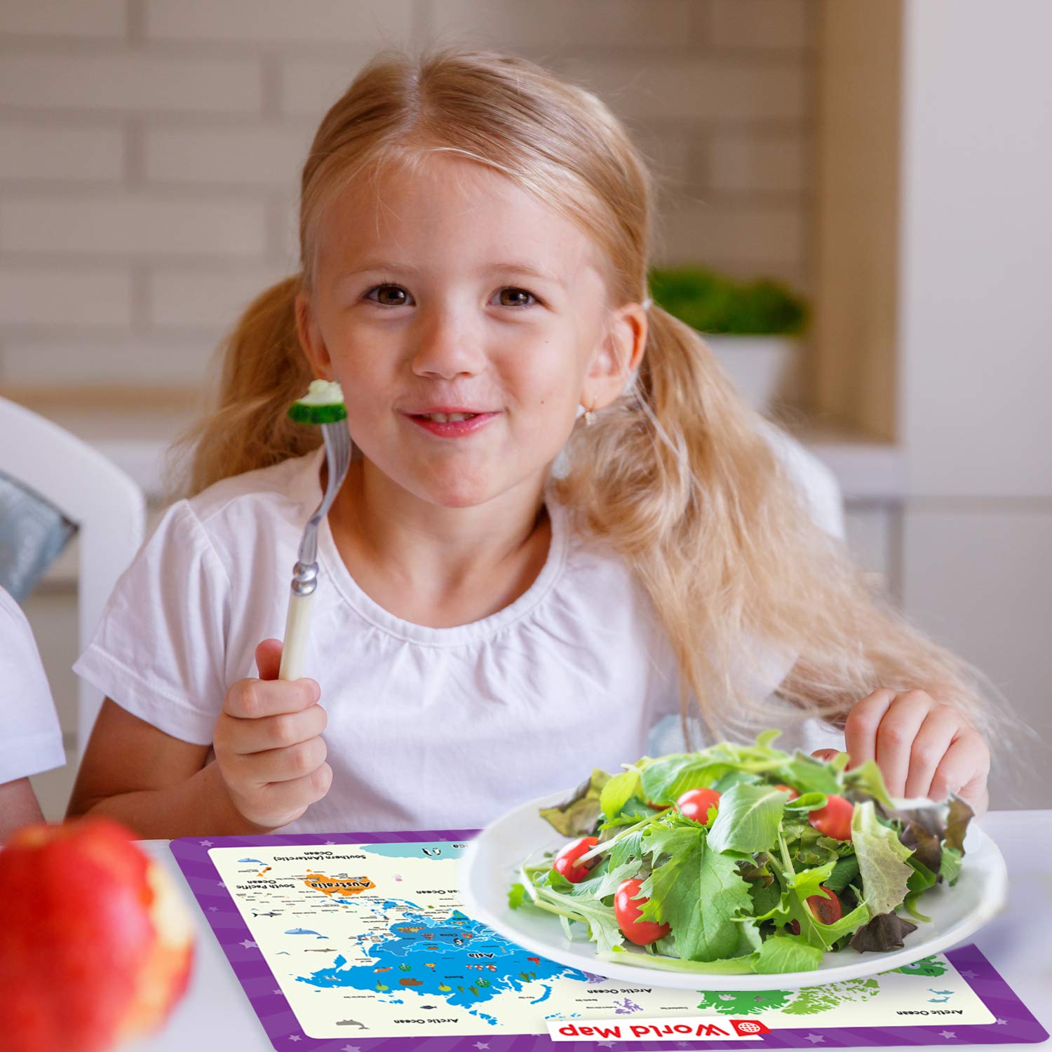 Simply Magic 5-Pack Non-Slip Kids Placemats - Washable & Reusable Educational Placemats for Children with USA Map, World Map, Periodic Table & US Presidents - Perfect for Dining, Homeschooling & Learning Activities