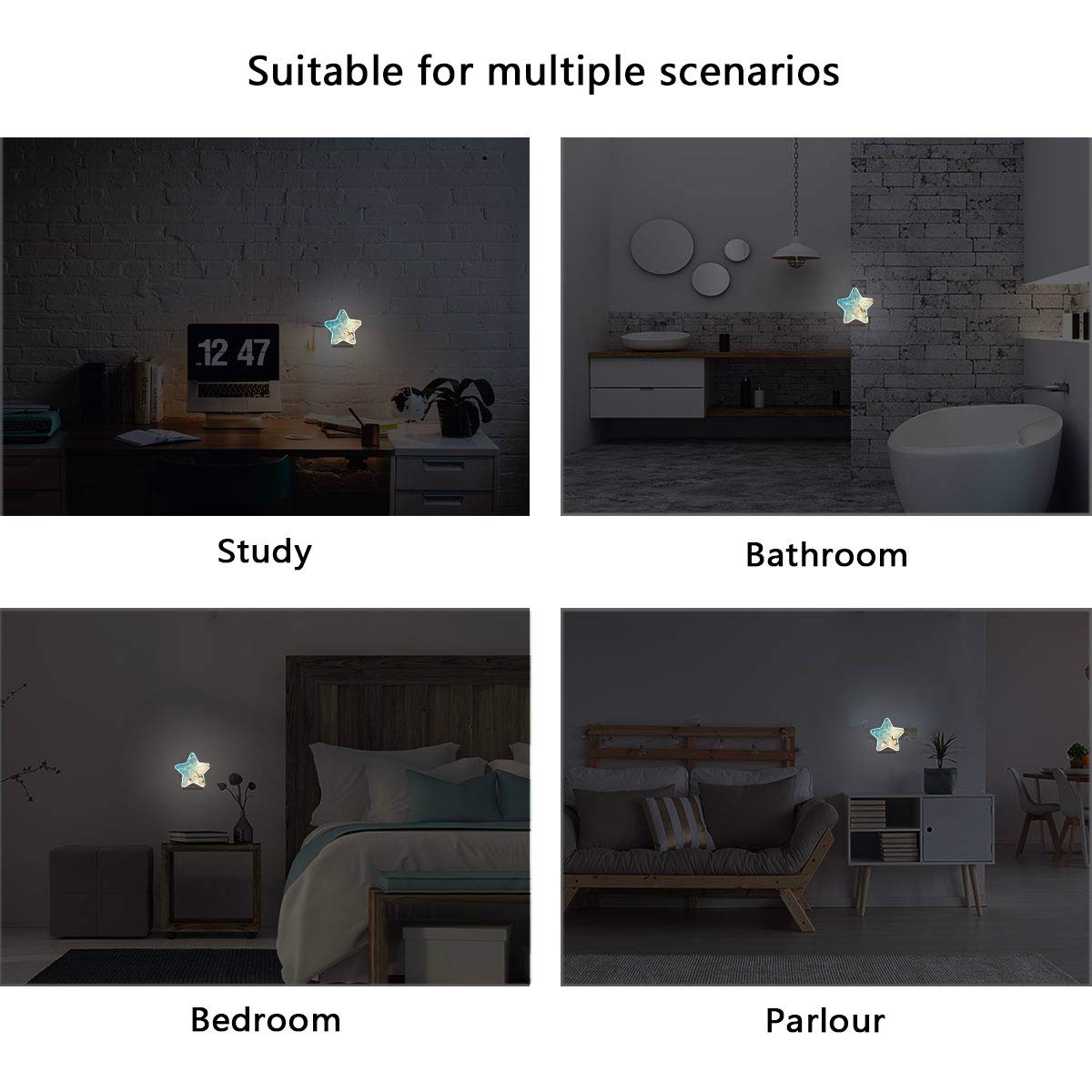 Starfish Seashell Coral Plug-in Night Light with Dusk to Dawn Sensor - Ocean Themed LED Night Lamp for Kids Room, Bedroom, Bathroom & Nursery - Perfect for Hallways, Staircases & Coastal Home Decor | Creates Soothing Ambiance for Bedtime, Nighttime Safety & Beach House Themes