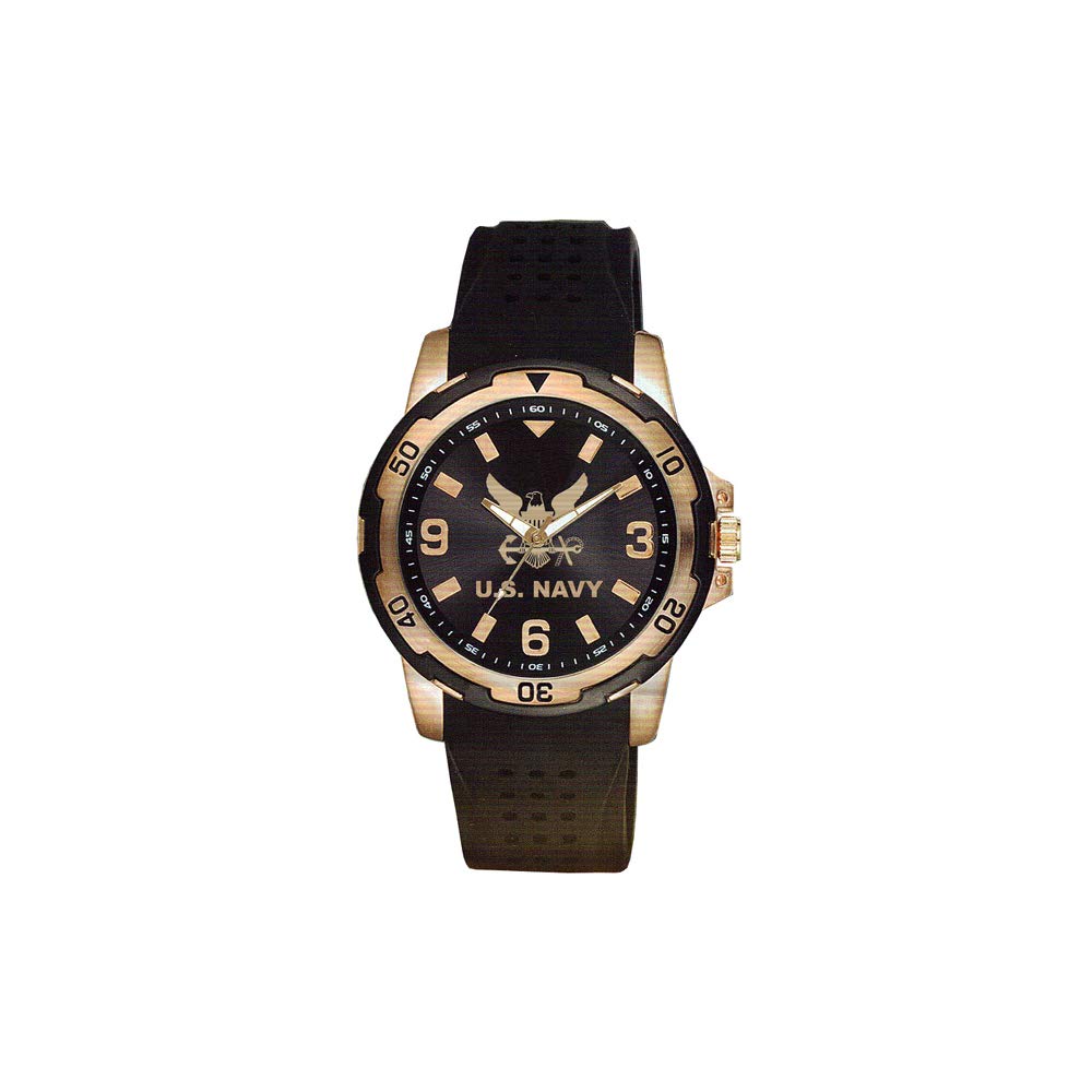 Frontier 54QC Aquaforce Waterproof Silicone Strap Brass Case Watch - Black & Yellow Dial for Men, Diving, Swimming & Outdoor Sports