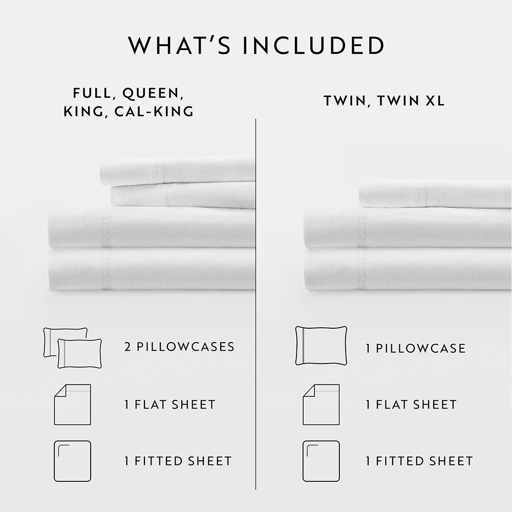 Premium 4-Piece 100% Long Staple Cotton Sheet Set - Soft, Breathable & Durable Bedding for Ultimate Comfort - Perfect for Master Bedroom, Guest Room & Dorm Use