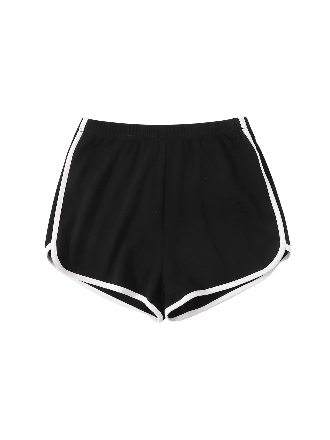 SOLY HUX Women's High Waist Workout Shorts - Elastic Running Shorts with Contrast Binding for Yoga, Gym & Casual Wear - Comfortable Athletic Shorts for Women's Fitness & Daily Activities
