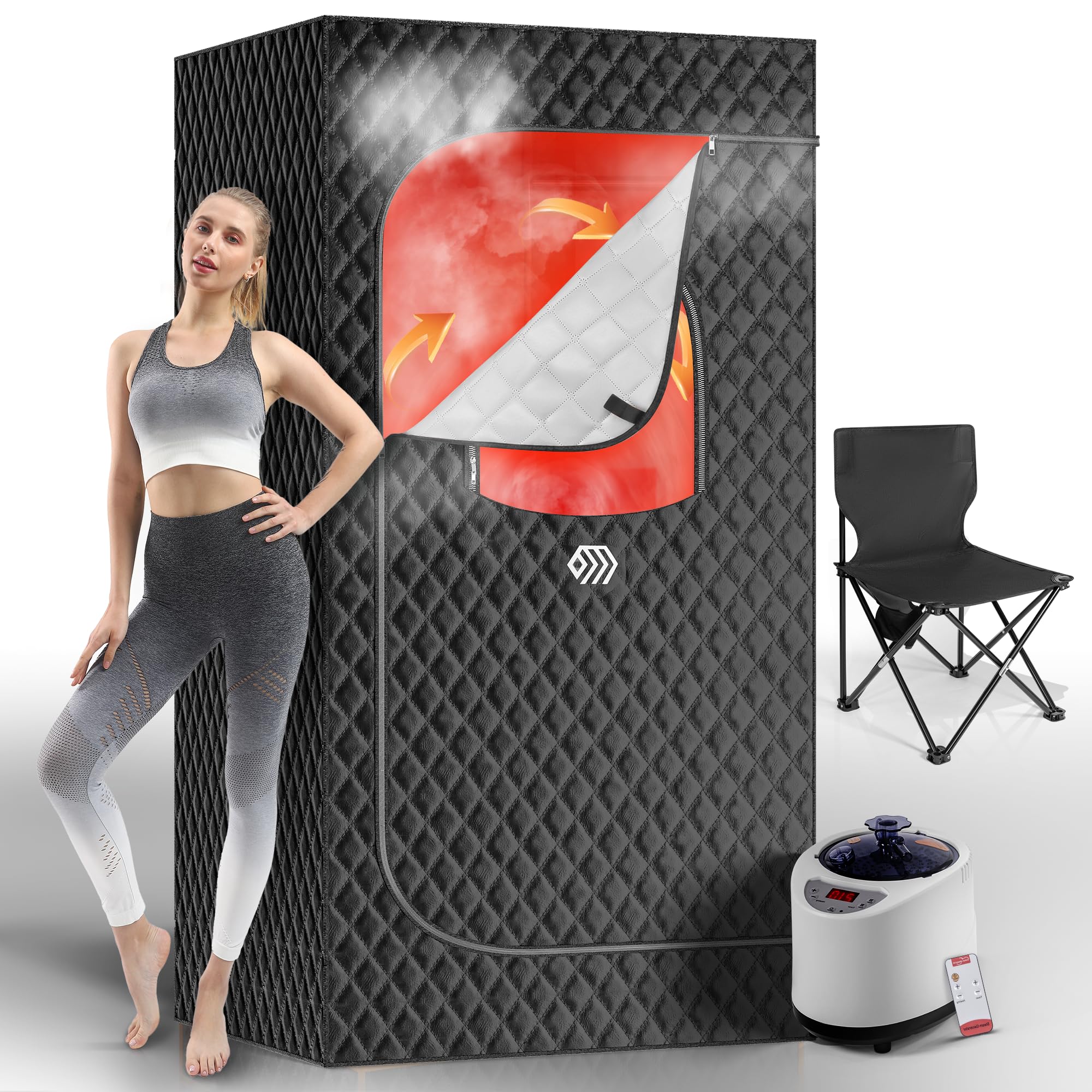 Portable Sauna Tent for Home - Personal Steam Sauna with Remote Control, Folding Chair & Mat | Detox & Relaxation | Perfect for Home Spa, Yoga & Weight Loss Therapy