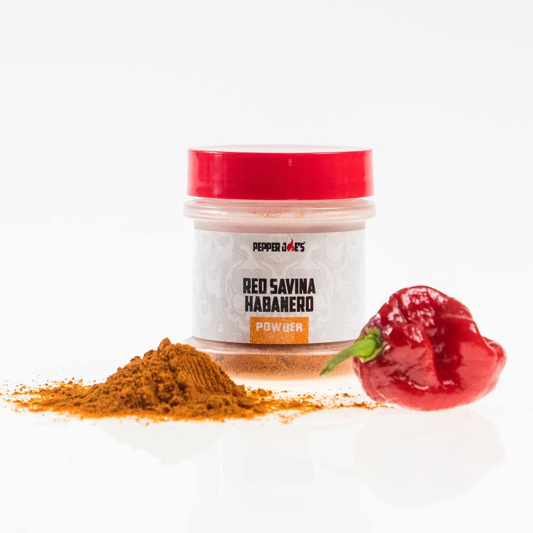 Pepper Joe’s Red Savina Habanero Pepper Powder - Extra Hot Chili Seasoning - 1/2oz Shaker Jar (2 Pack) - Pure Finely Ground Hot Pepper for Cooking, Grilling, BBQ & Spicy Recipes - Intense Heat for Chili, Tacos & Wings