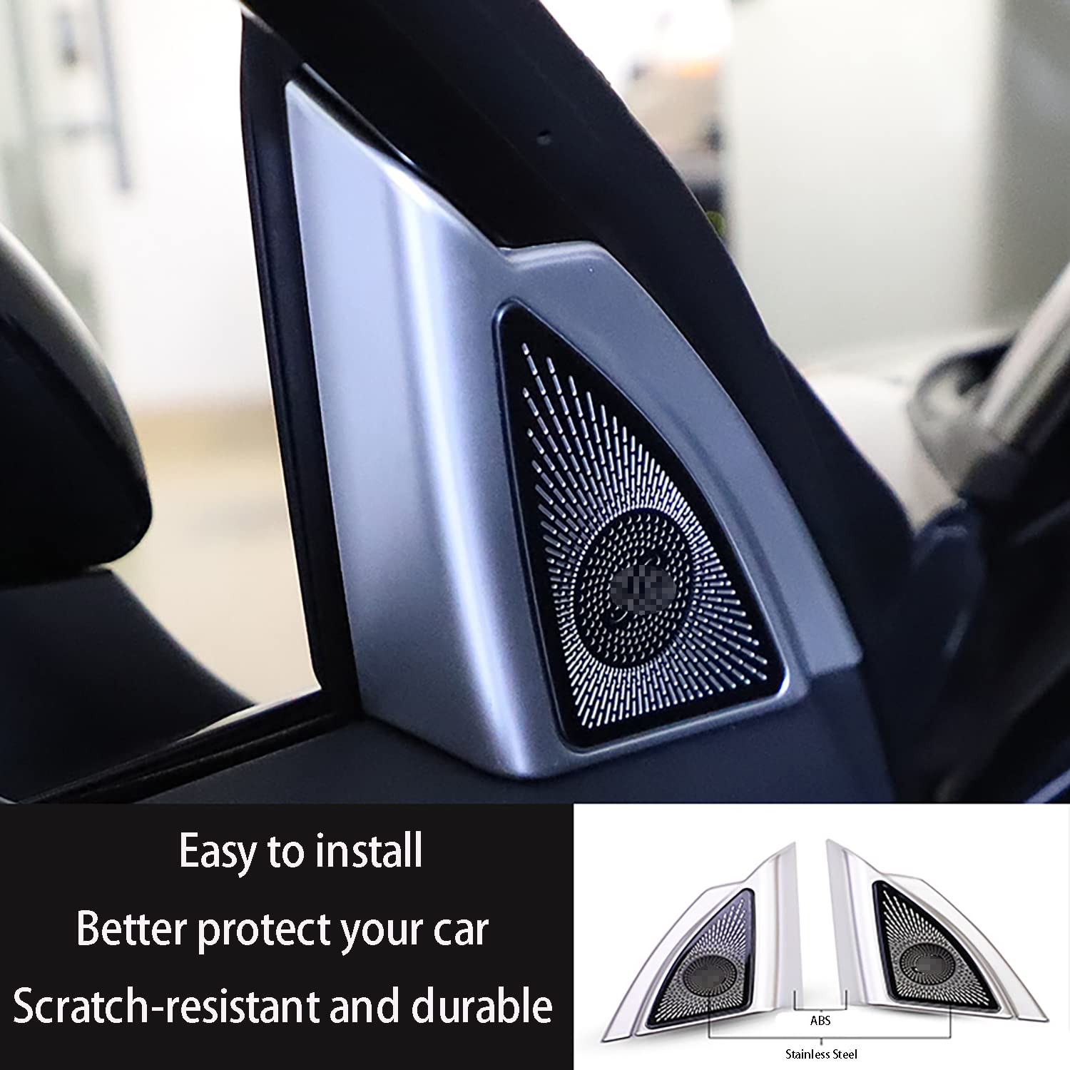 Premium Car Interior Door Speaker Trim Decals for Toyota Highlander 2020-2025 - Glossy Chrome Style (2-Pack) | Enhance Audio & Protect Windows | Perfect for Car Upgrades & Customization