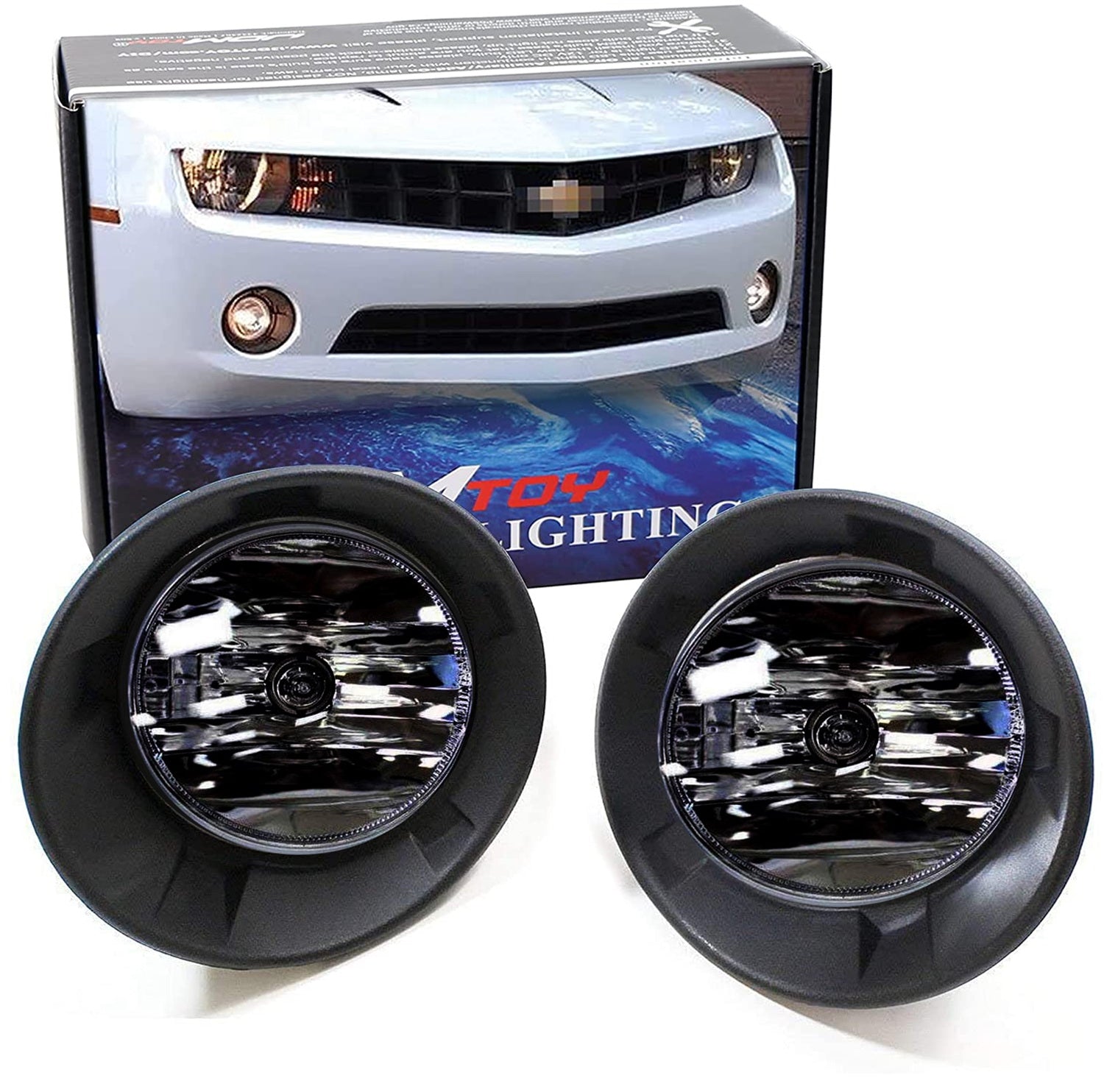 Smoked Lens Fog Lights with Bezel Cover & Wiring Kit for 2010-2013 Chevy Camaro LS/LT - Durable Replacement for Improved Night Visibility & Style Upgrade