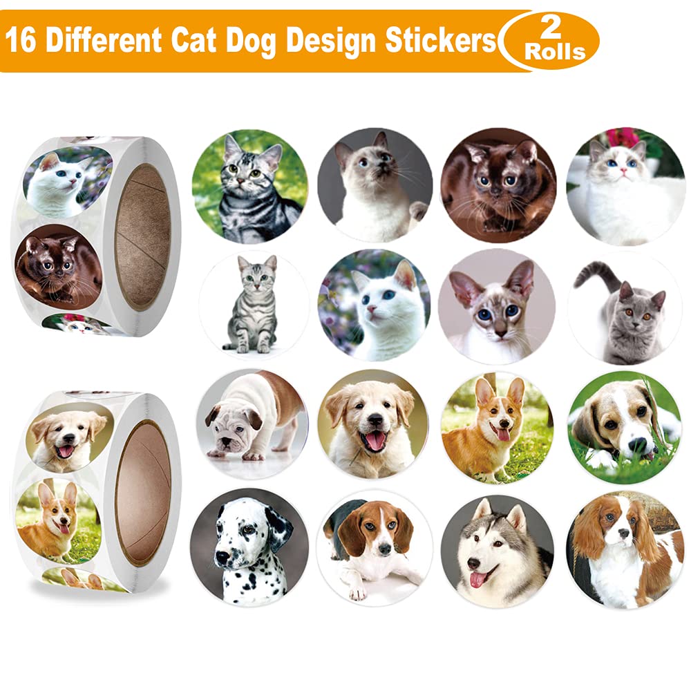 1000 Pcs Cute Dog and Cat Stickers for Kids - Fun Animal Design Stickers for Birthday Parties, Classroom Rewards, Teacher Gifts & School Giveaways - Perfect for Scrapbooking, DIY Crafts & Kids Activities