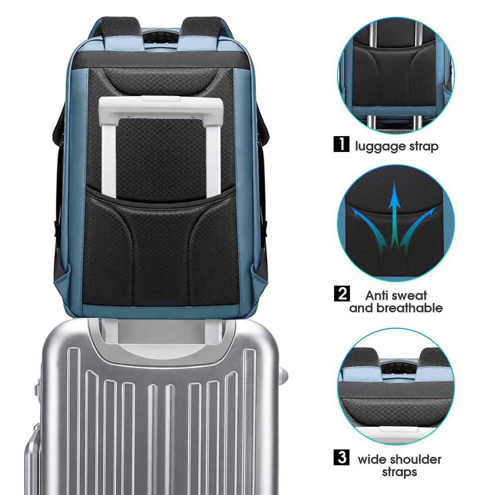BANGE Anti-Theft Waterproof Travel Backpack with USB 3.0 Charging Port - Business Laptop Backpack for Women Fits 17.3 Inch Notebook - Perfect for Work Commute, College Campus & International Travel