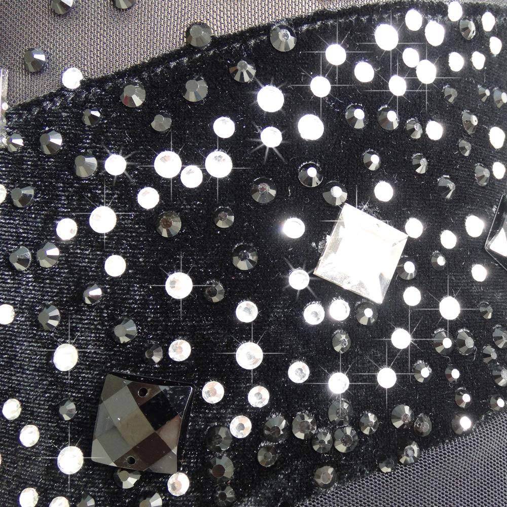 LIUHUO Girls Figure Skating Dress - Black Velvet Competition Costume for Ice Skating Performances & Dance Recitals