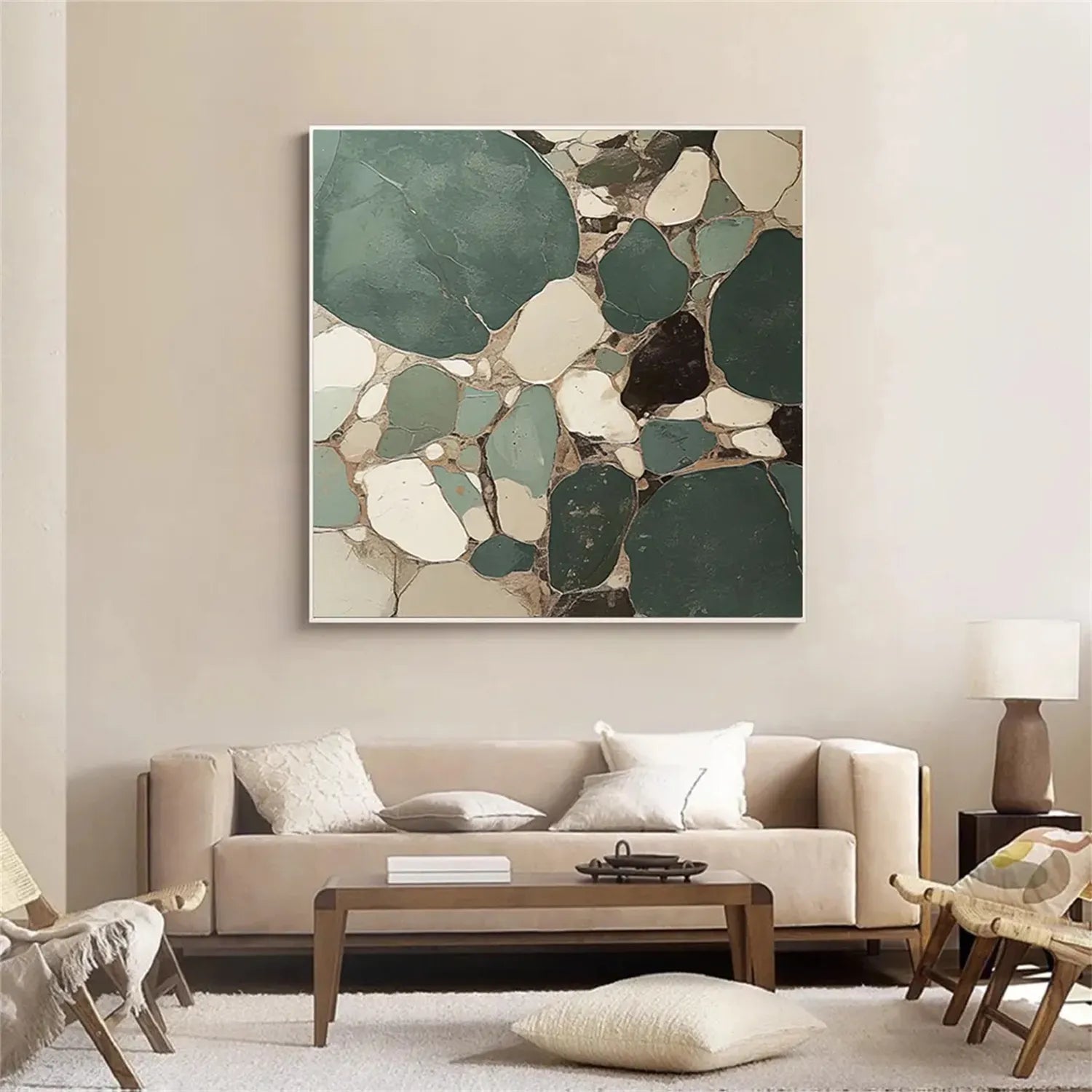 Blue & Green Abstract Wall Art Canvas Print #BG086 - Modern Home Decor for Living Room, Bedroom & Office