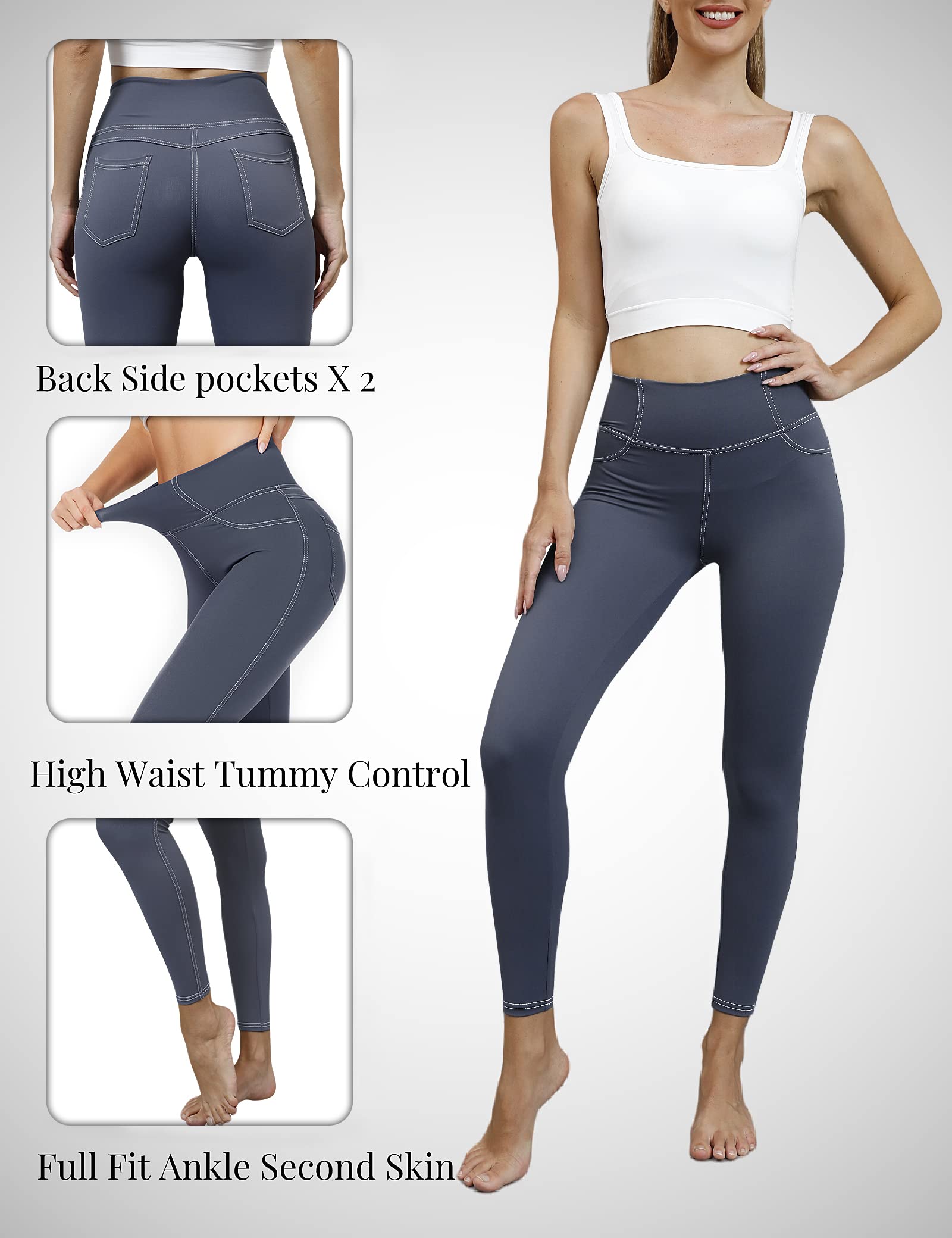 VOOVEEYA Women's High Waist Jeggings with Pockets - Tummy Control Stretchy Denim Leggings for Plus Size | Perfect for Yoga, Workout & Casual Wear