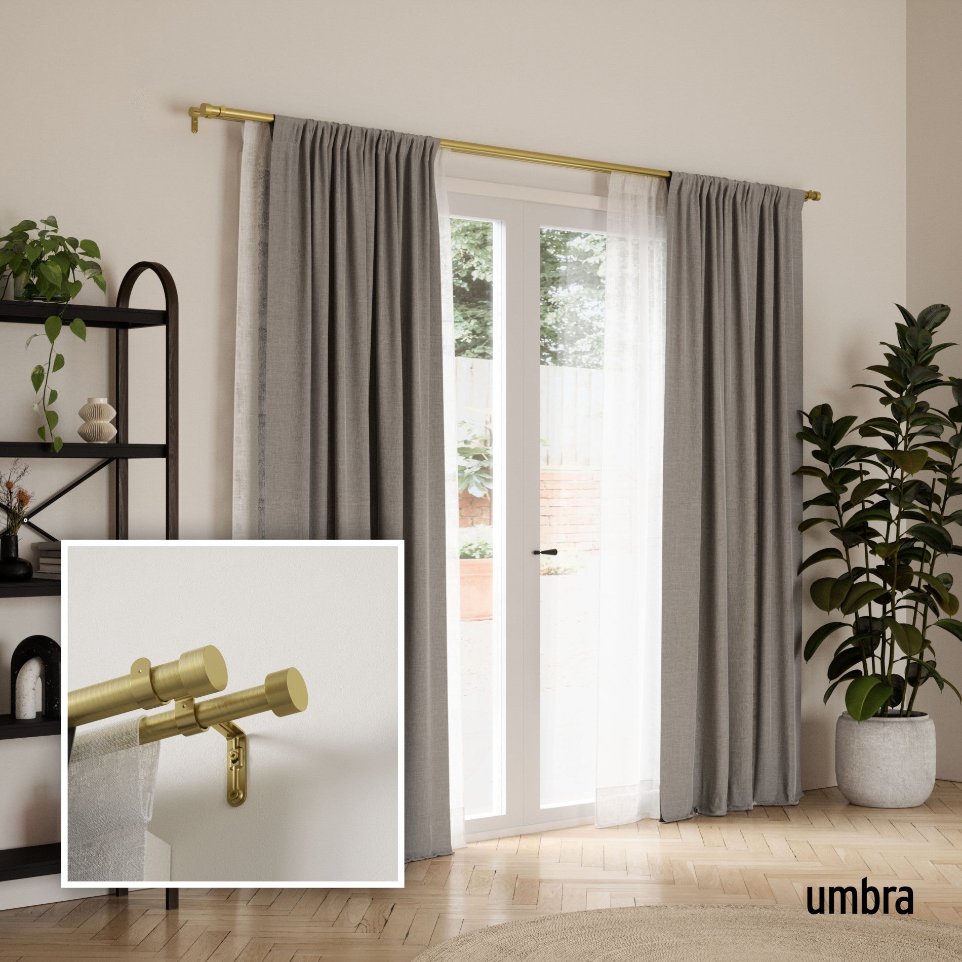 Premium Cappa Double Curtain Rod Set - Adjustable Tension for Windows, Black Finish - Perfect for Layered Drapes, Sheer & Blackout Curtains in Living Room & Bedroom
