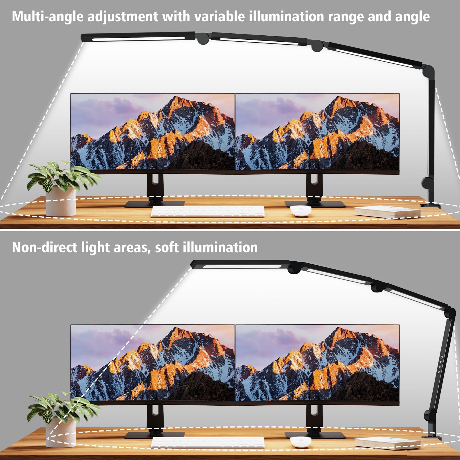 Adjustable LED Desk Lamp with Clamp - Dimmable Swing Arm Task Light for Home Office, Study & Reading | Eye-Caring Modern Table Lamp for Nail Tech, Architect & Students | Flexible Tall Desk Light for Work, Crafting & Night Use