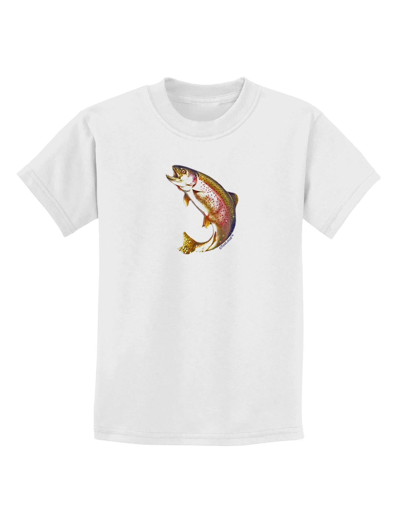 TooLoud Rainbow Trout Graphic Kids T-Shirt - Soft Cotton Tee for Boys & Girls - Perfect for Fishing Trips & Outdoor Adventures