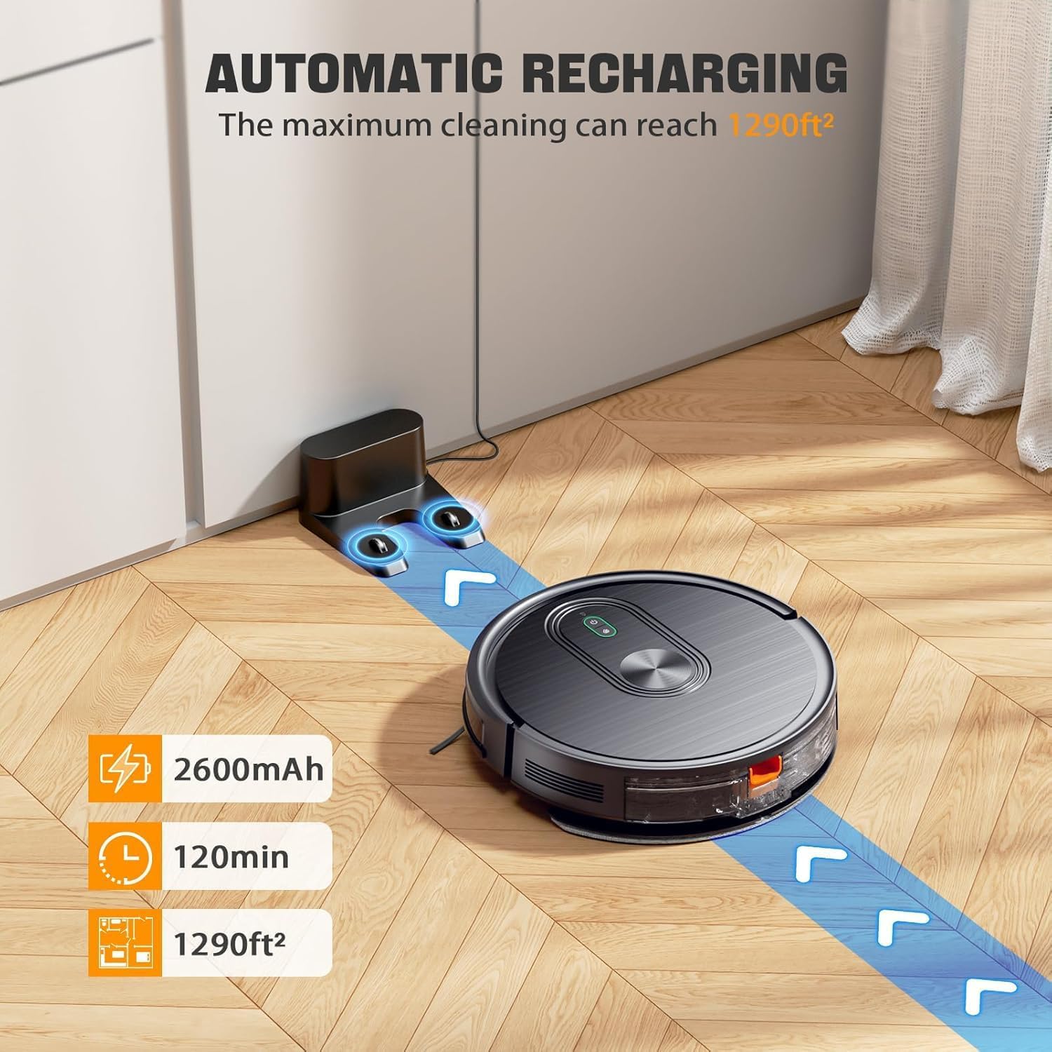 Smart Robot Vacuum and Mop 2-in-1 Combo - 3200Pa Strong Suction, Self-Charging, App/Bluetooth/Voice Control - Slim Robotic Vacuum Cleaner for Pet Hair, Hard Floors & Carpets - Perfect for Home Cleaning with Scheduling Feature
