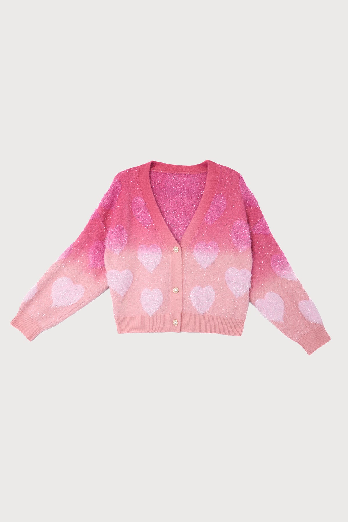 Soft Heart Ombre Cardigan for Women - Cozy Long Sleeve Open Front Knit Sweater - Perfect for Fall, Winter & Layering Outfits