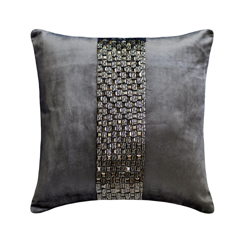 Argentine Soot Grey Velvet Decorative Euro Sham Pillow Cover - Luxury Bedroom Decor for Master Bedroom, Guest Room & Hotel Styling