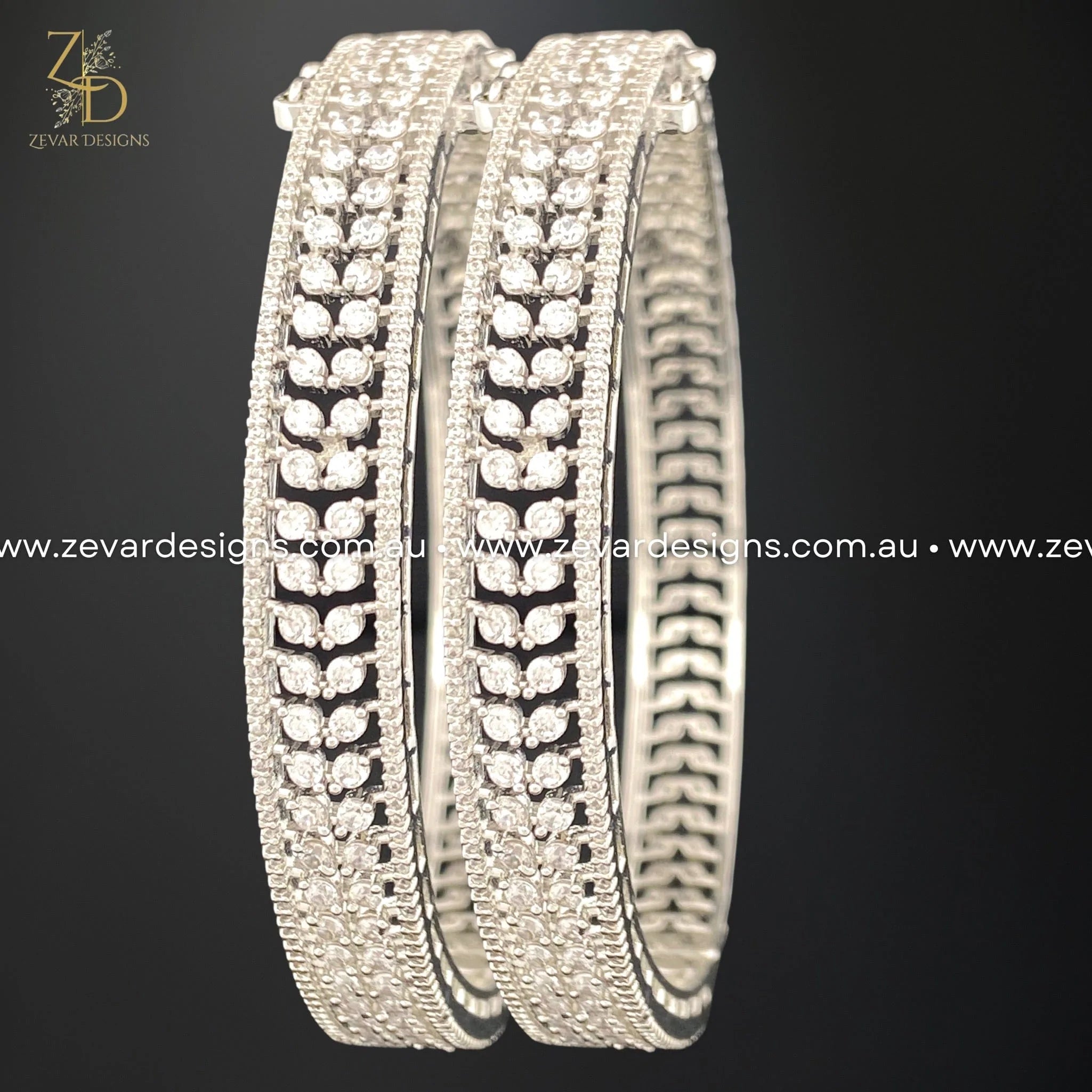 AD/Zircon White Rhodium Bangles - Elegant & Durable Jewelry for Women, Perfect for Weddings, Parties & Special Occasions