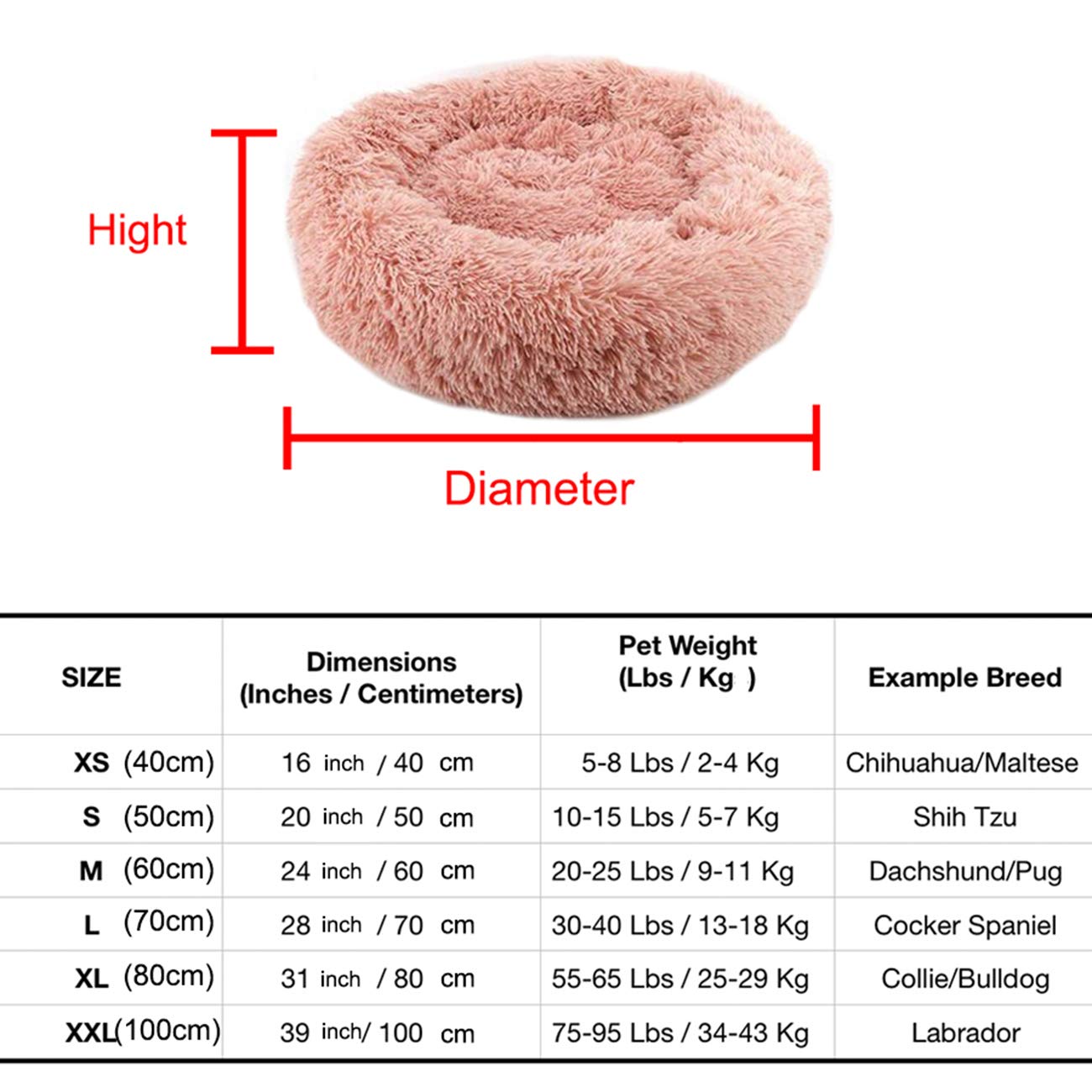 Huraty Plush Dog Bed - Soft Fluffy Donut Round Cat Bed for Puppies & Kitties, Anti-Slip & Anti-Anxiety Pet Calming Fur Bed, 16 Inch Small Size in Apple Green - Perfect for Crate Training, Travel & Home Comfort