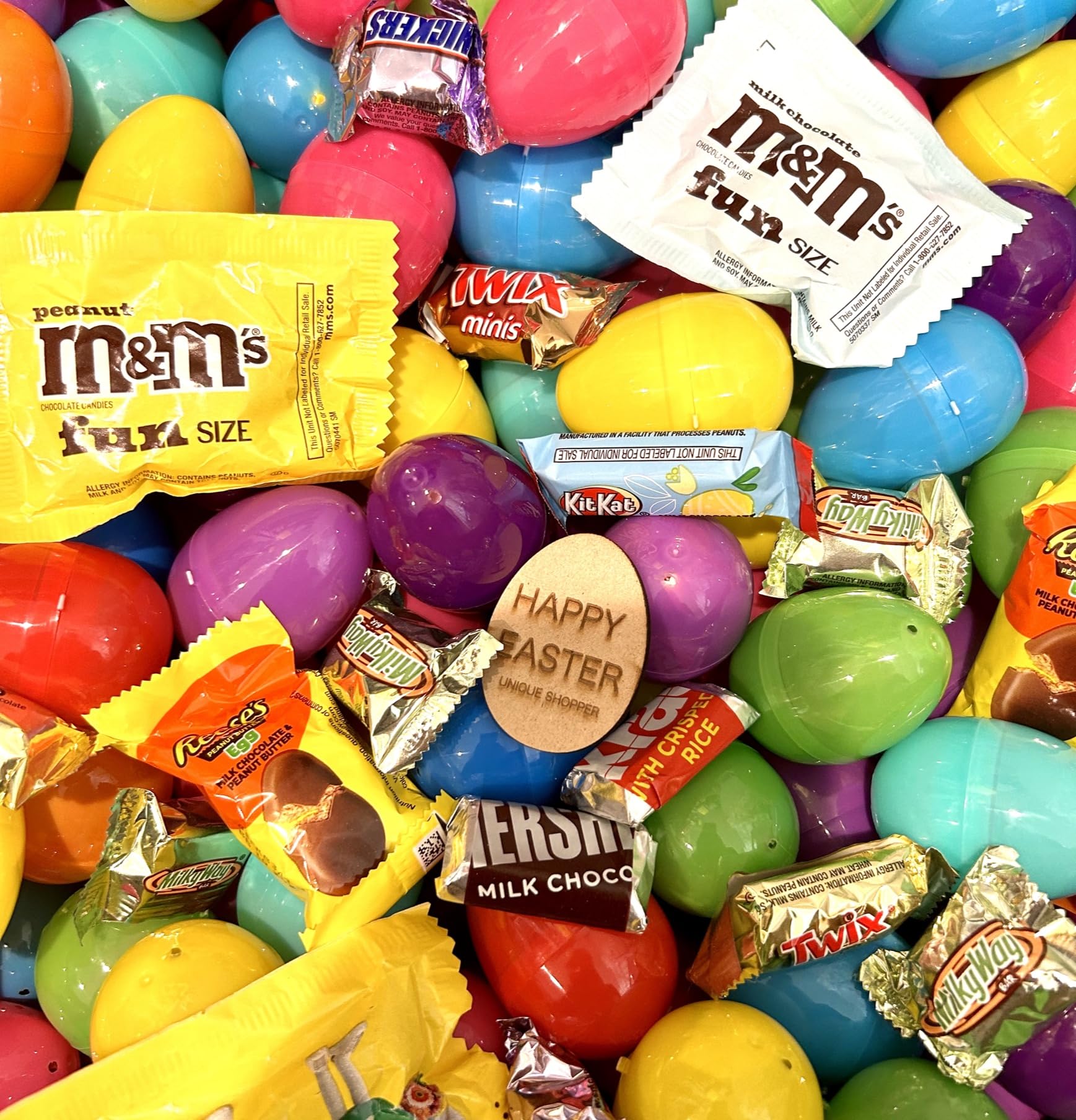 Pre-Filled Plastic Easter Eggs with Assorted Chocolate Candy - Hershey, M&M's, Mars - 25 Count Basket Stuffers for Easter Egg Hunts, Party Favors & Gift Baskets