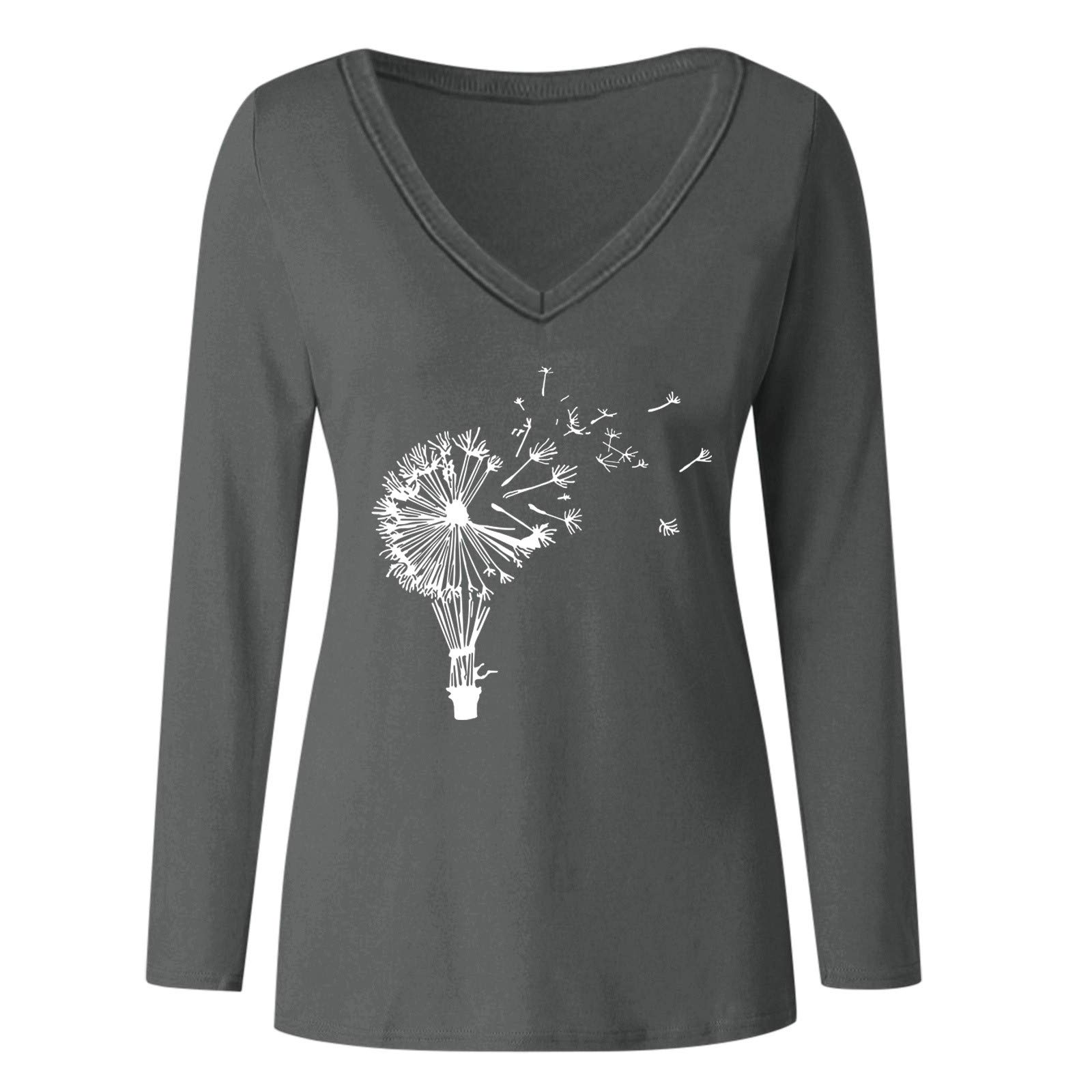 Women's Long Sleeve V-Neck Pattern Print Tunic Top - Business Casual Blouse & Dressy T-Shirt for Office, Party & Everyday Wear