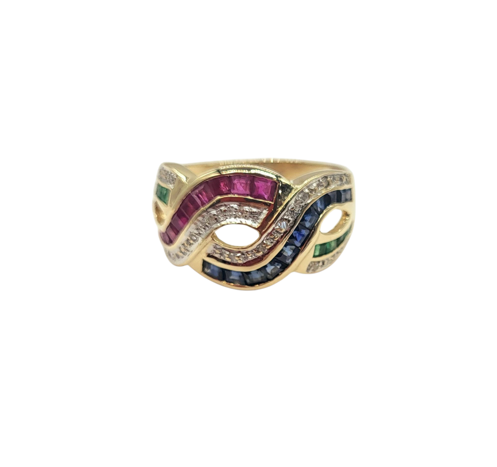 Exquisite Ruby, Sapphire, Emerald & Diamond Ring for Women - Vintage Style 14K Gold Engagement & Wedding Band - Perfect for Anniversary, Valentine's Day & Special Occasions