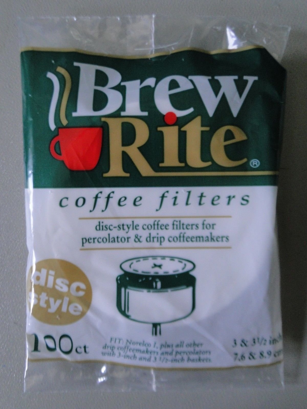 BREW RITE 100-Count Premium Coffee Filters - Disc Style for Percolators | Made in USA | Perfect for Home Brewing & Camping Coffee Makers