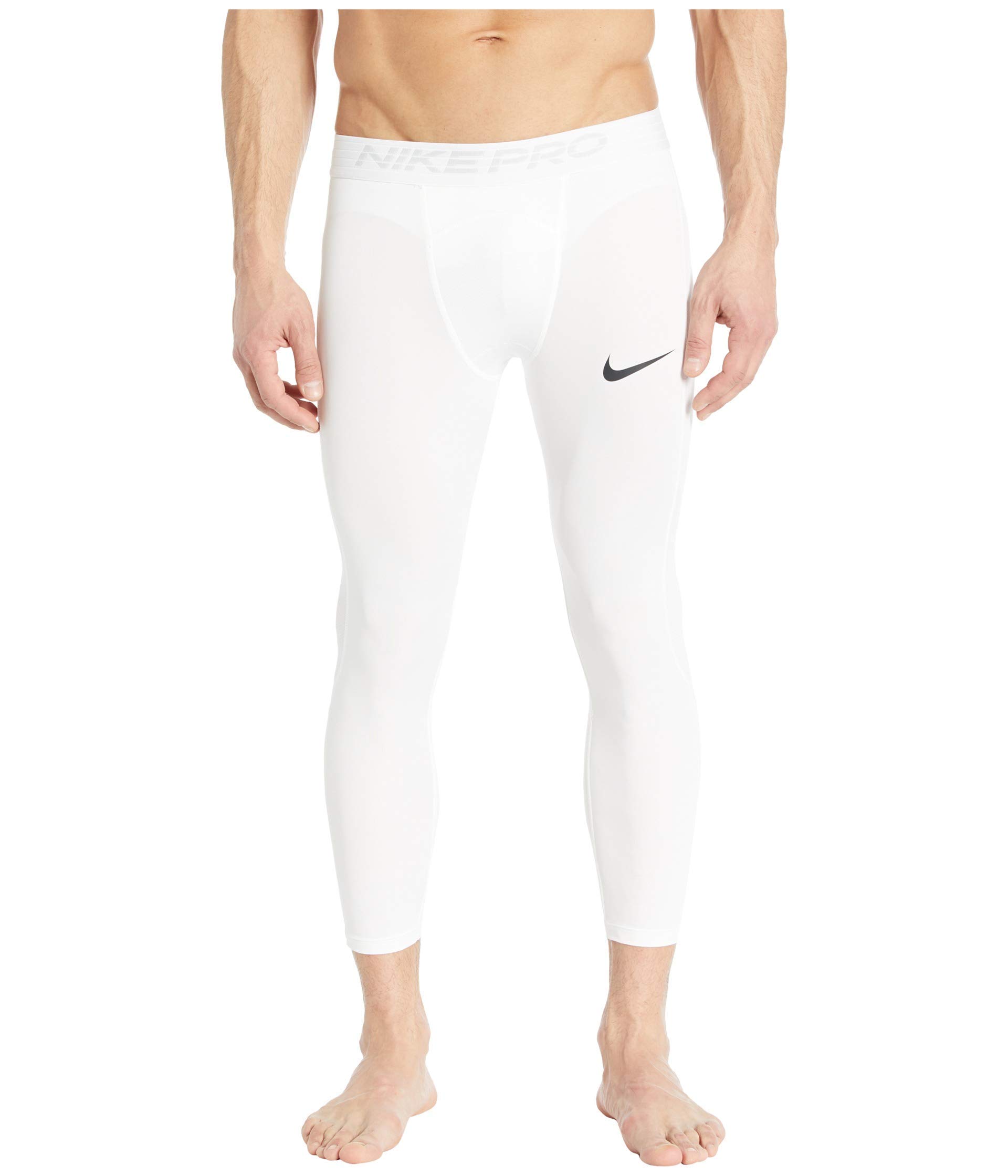 Nike Pro 3/4 Tights for Women - White & Black Compression Leggings - Small Size - Ideal for Running, Yoga & Gym Workouts