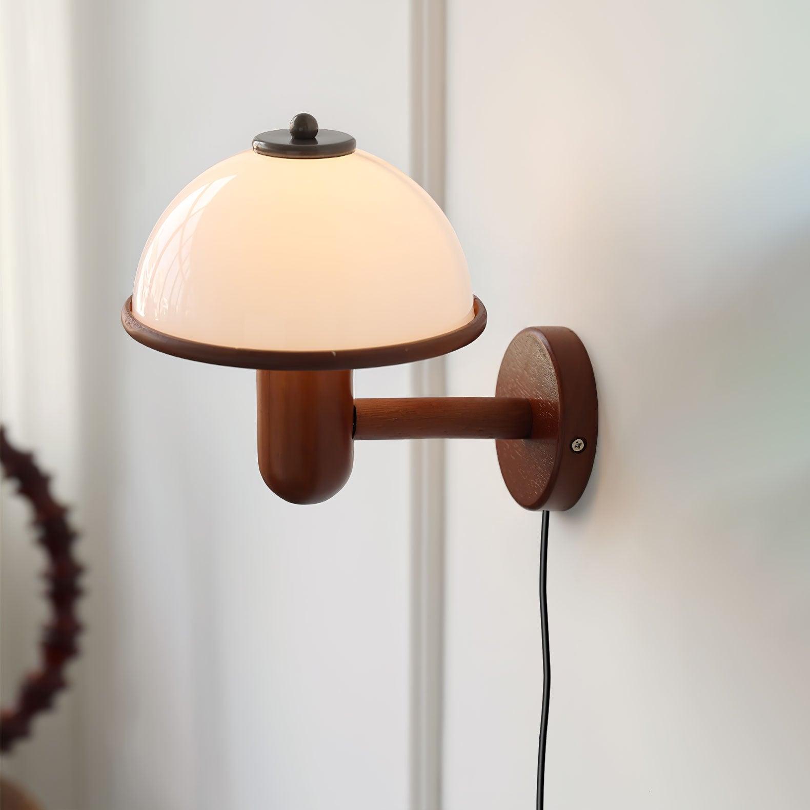 Eco-Friendly Mushroom Wood Wall Lamp - Handmade Natural Wooden Lighting for Bedroom, Living Room & Nursery - Perfect for Cozy Ambiance & Night Light