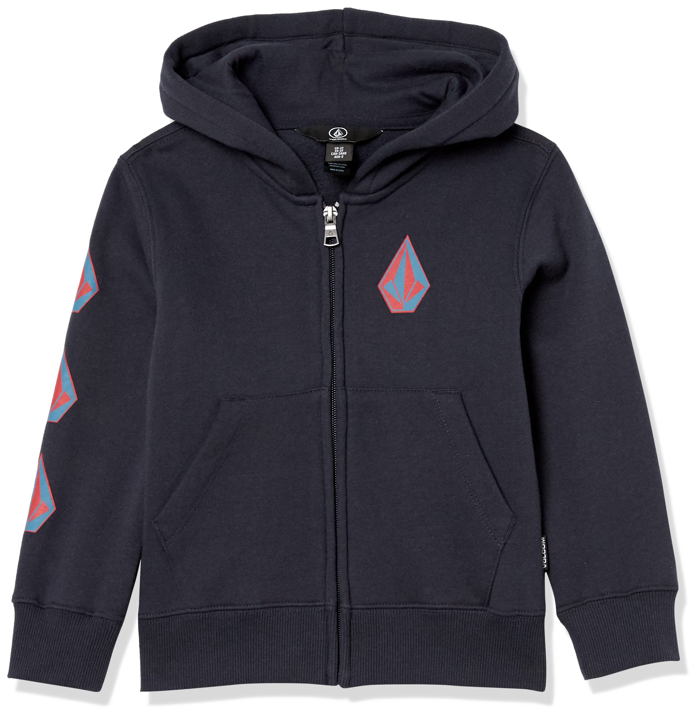 Volcom Boys' Iconic Stone Hooded Zip Fleece Sweatshirt - Warm & Comfortable Pullover for Big & Little Boys (Sizes 4-18) - Perfect for School, Outdoor Play & Winter Activities