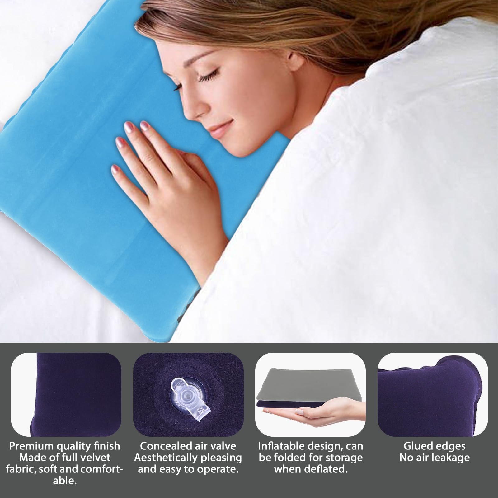 Ultralight Inflatable Camping Pillow 2 Pack - for Backpacking, Travel & Home Use