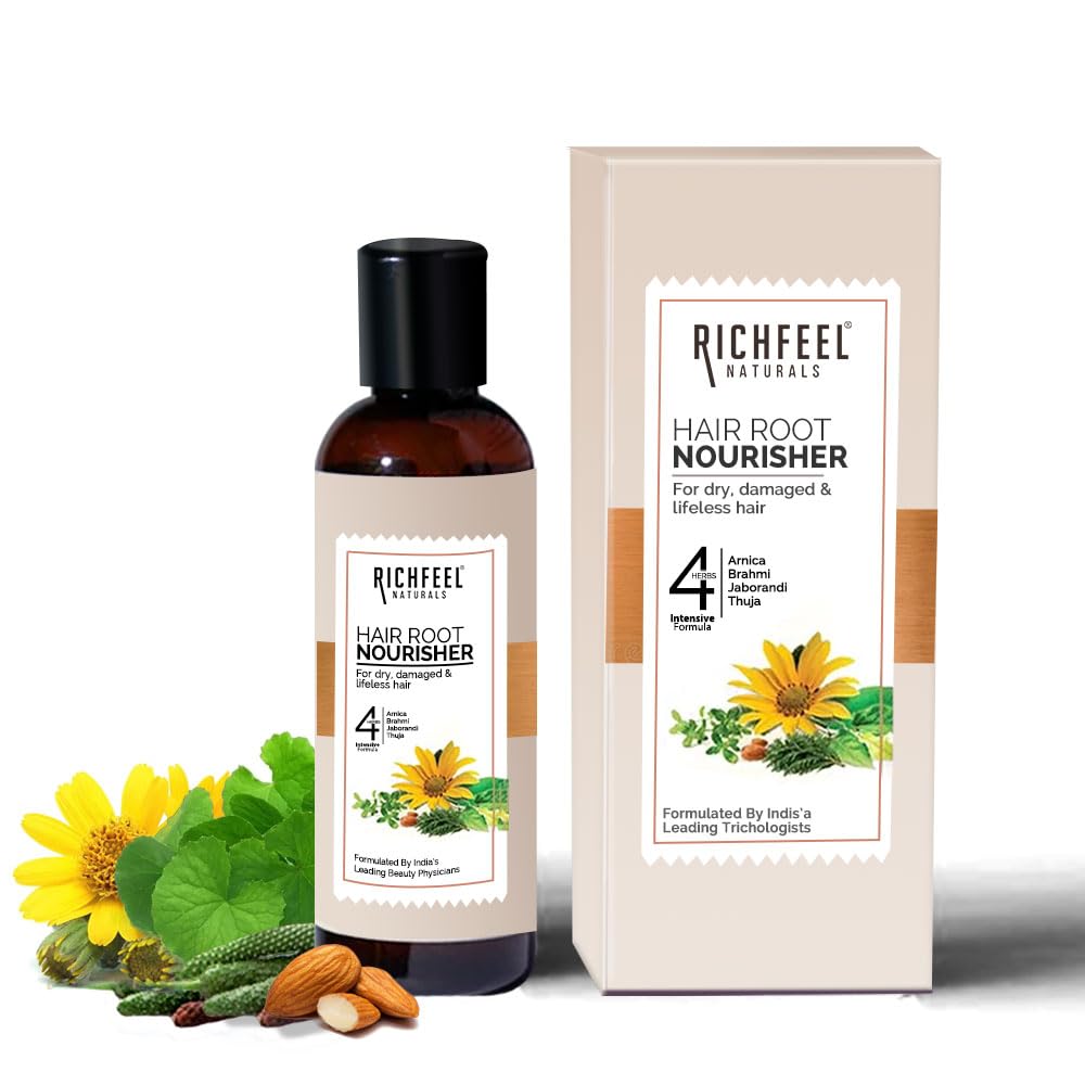 Richfeel Hair Root Nourisher & Tonic for Hair Fall Control & Growth - Trichologist Developed Formula | High Concentration Oil-Free & Silicone-Free Treatment (80ml) | Perfect for Thinning Hair, Scalp Care & Daily Hair Regimen