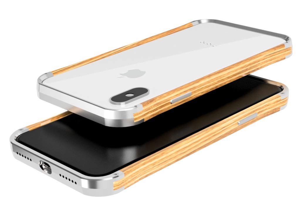 Premium VESEL iPhone Xs Max Case - Slim Silver & Oak Wood Design | Protective Phone Cover for Everyday Use, Travel & Outdoor Activities