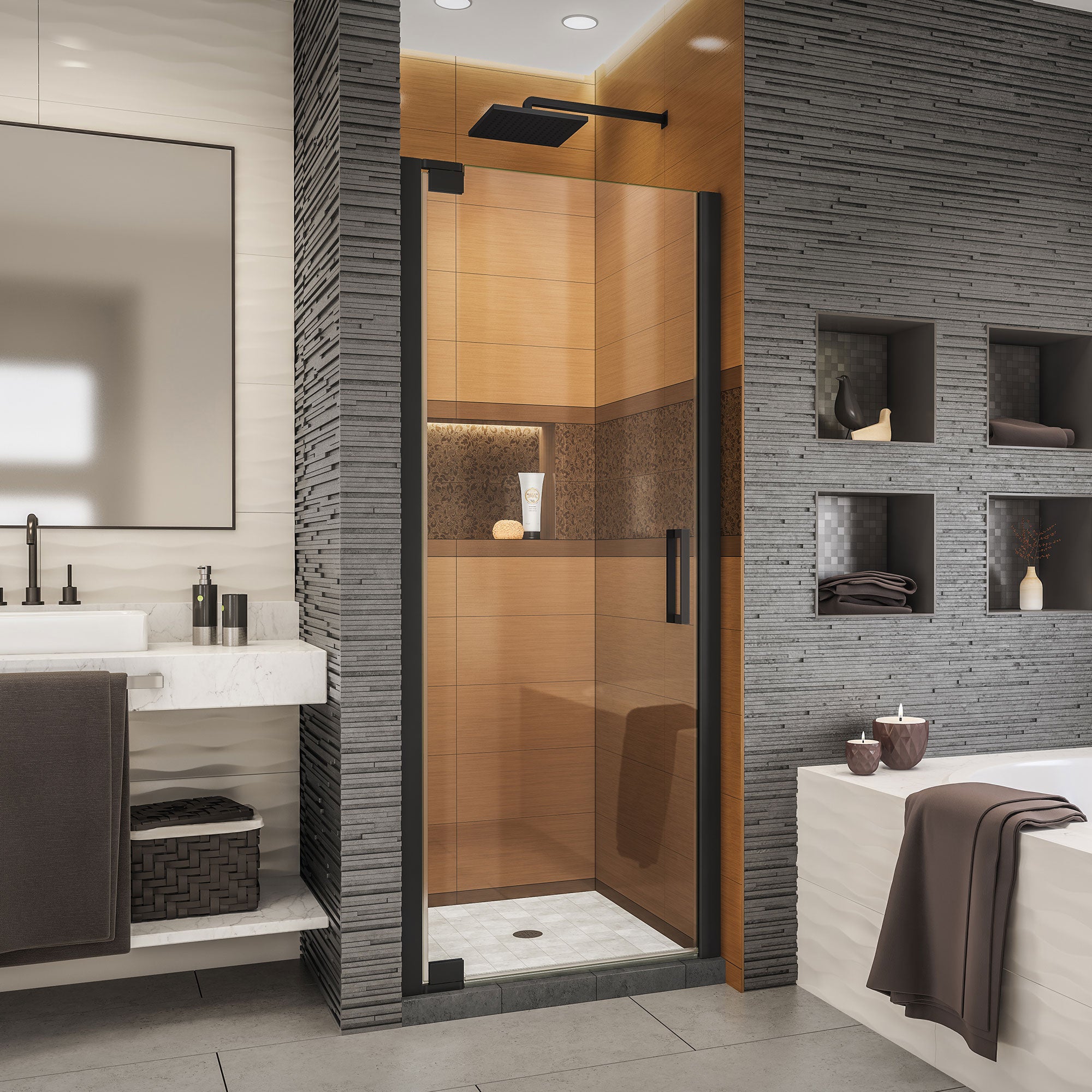 DreamLine Elegance LS 34-36 Inch W x 72 Inch H Frameless Pivot Shower Door - Modern Bathroom Upgrade for Luxury Homes & Spa-Like Showers