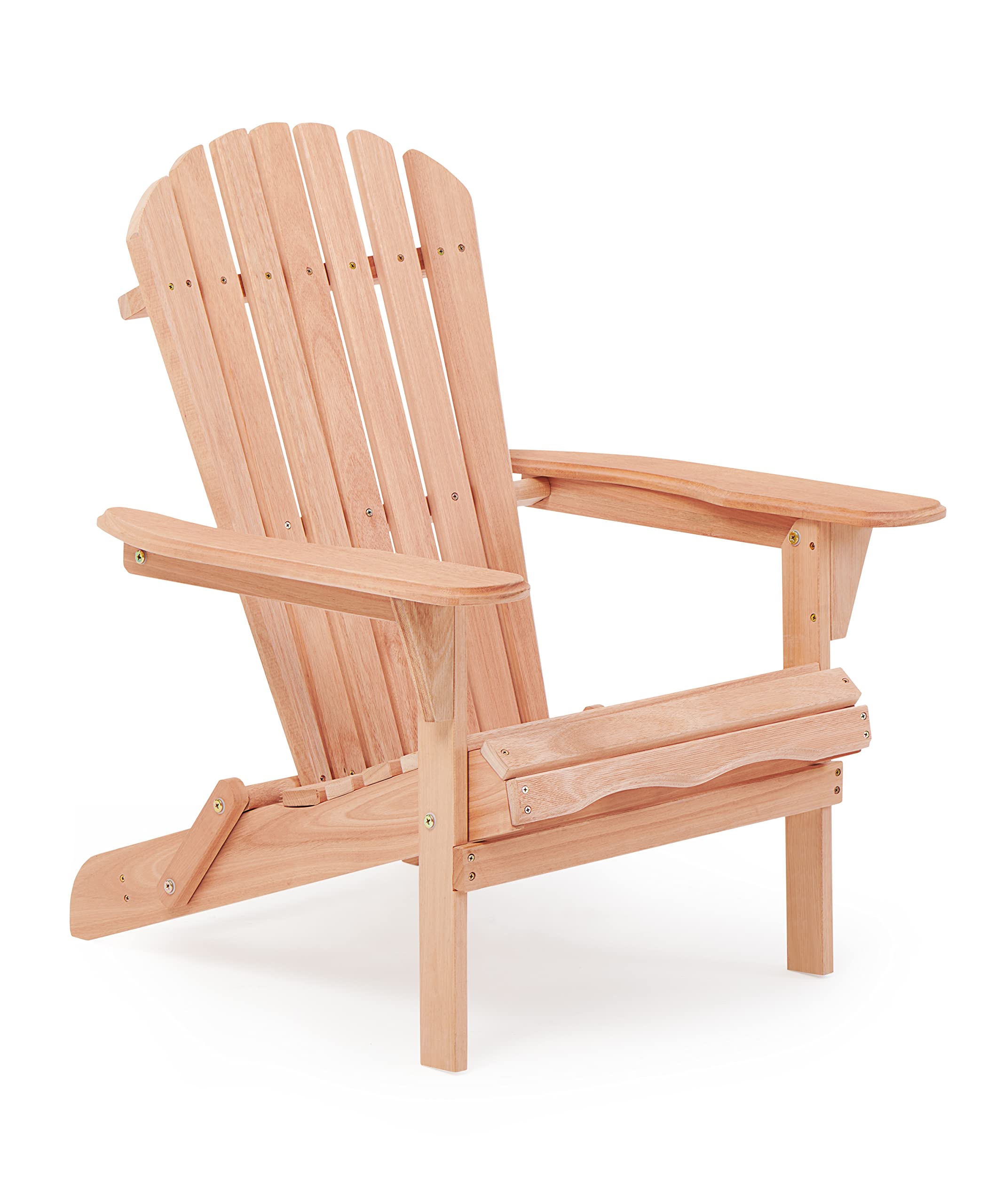 Premium Outdoor Wooden Folding Adirondack Chair - Natural Eucalyptus Wood Half-Assembled Patio Lounge Chair for Garden, Backyard, Pool Deck & Firepit - Perfect for Relaxing, Sunbathing and Outdoor Gatherings